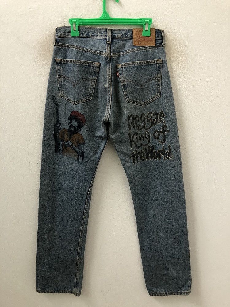 Bob Marley × Levi's Vtg Levi's 501 Usa Reconstruct Bob Marley Reggae Art Denim Size US 31 - 9 Thumbnail