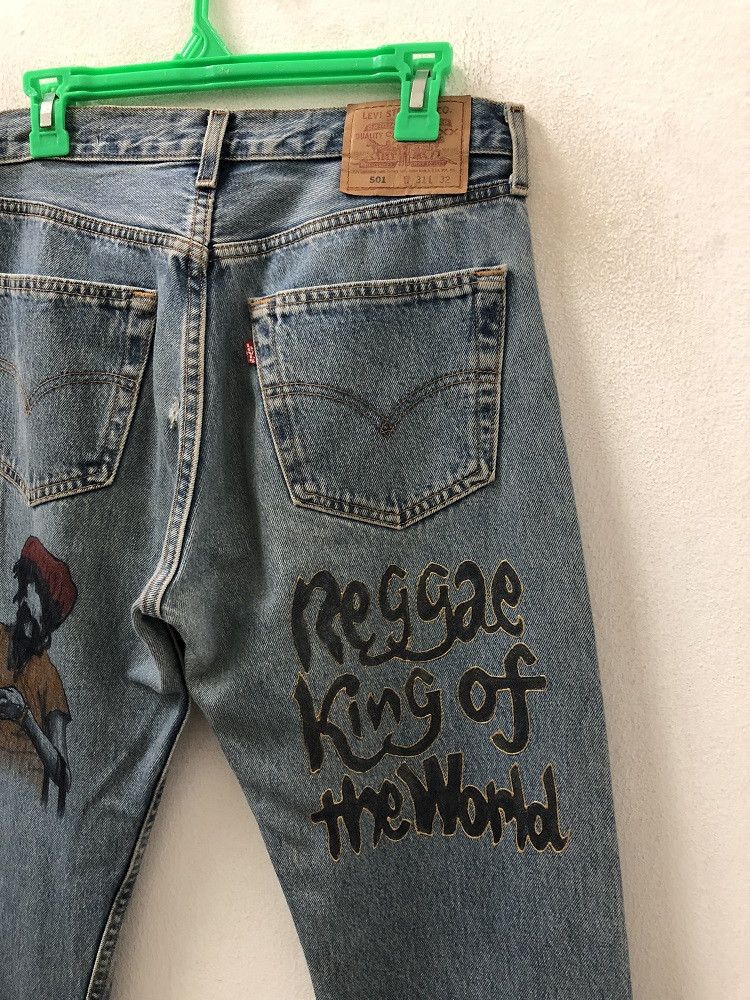 Bob Marley × Levi's Vtg Levi's 501 Usa Reconstruct Bob Marley Reggae Art Denim Size US 31 - 12 Thumbnail