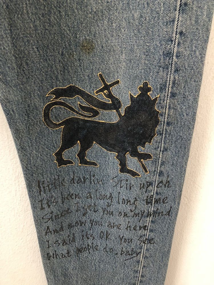 Bob Marley × Levi's Vtg Levi's 501 Usa Reconstruct Bob Marley Reggae Art Denim Size US 31 - 6 Thumbnail