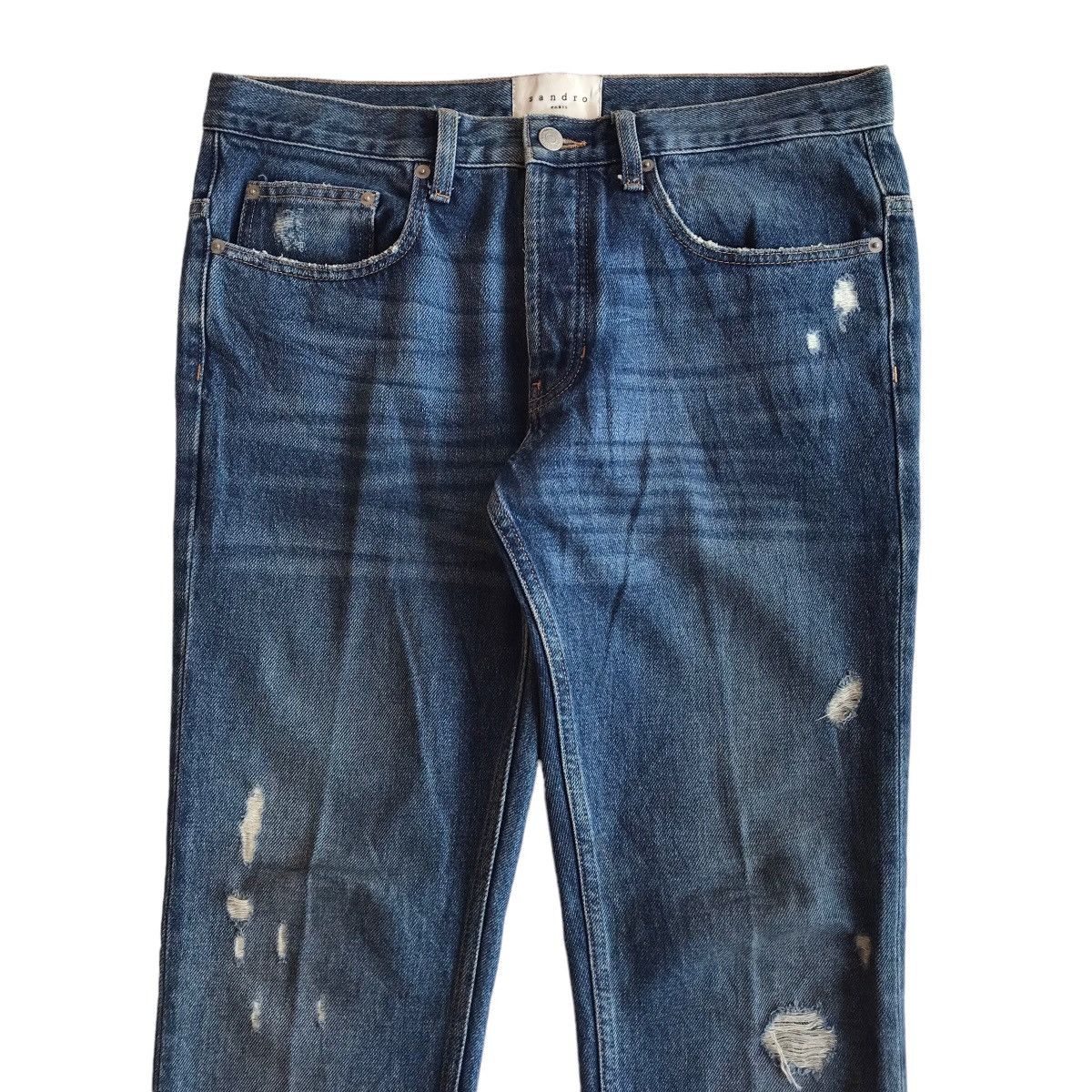 Sandro Sandro Paris Droit Distressed Denim Pants Size US 33 - 4 Thumbnail