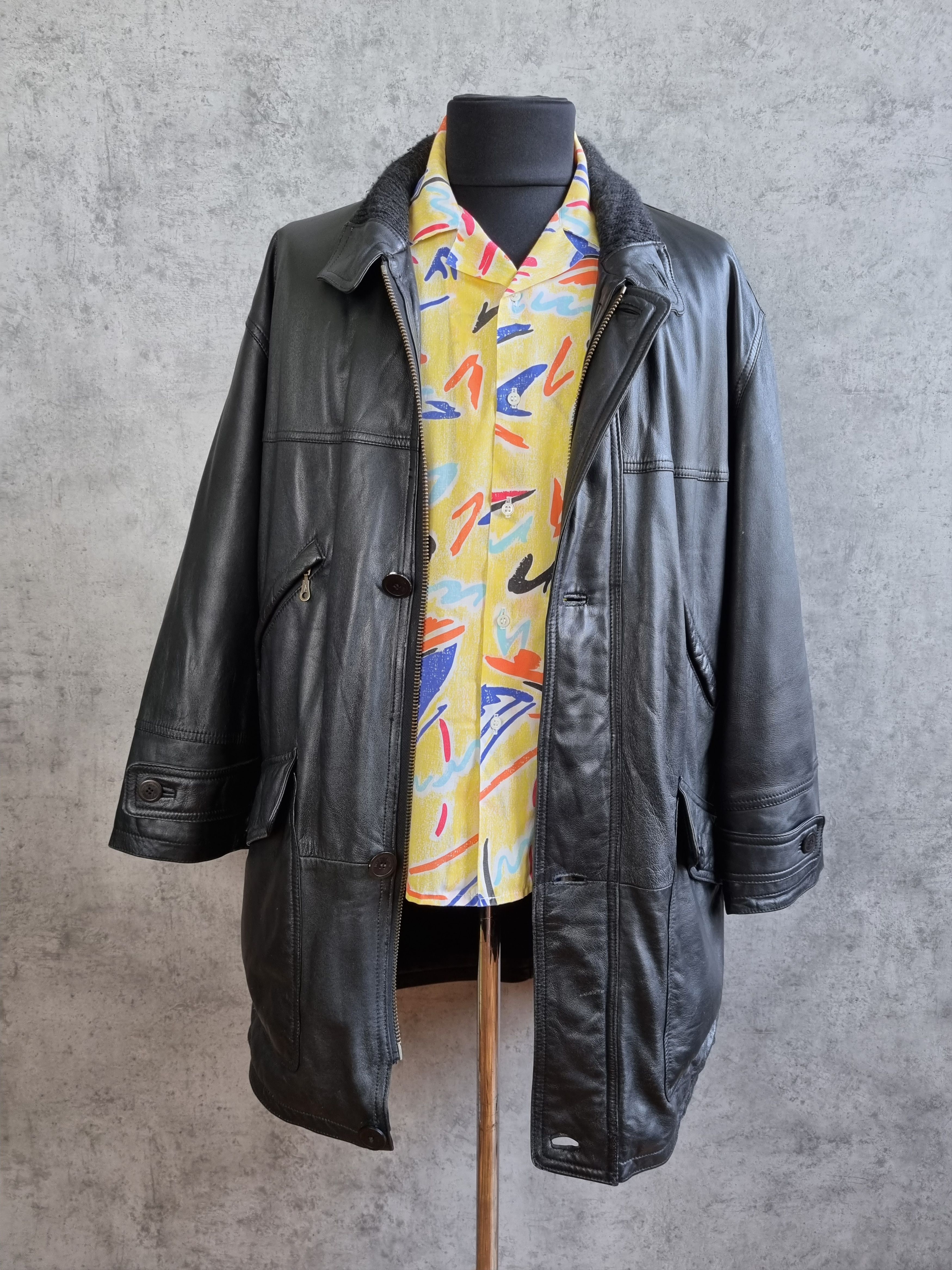 Genuine Leather × Vintage × Yves Saint Laurent Vintage 90s YSL Yves Saint Laurent Leather Parka Size US XL / EU 56 / 4 - 2 Thumbnail