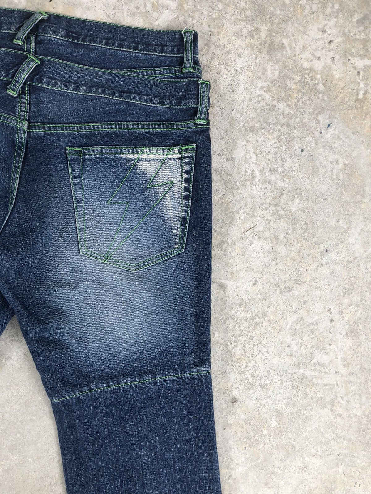 PPFM Japanese PPFM Double Waist Distressed Denim Green Stitch Size US 32 / EU 48 - 10 Thumbnail