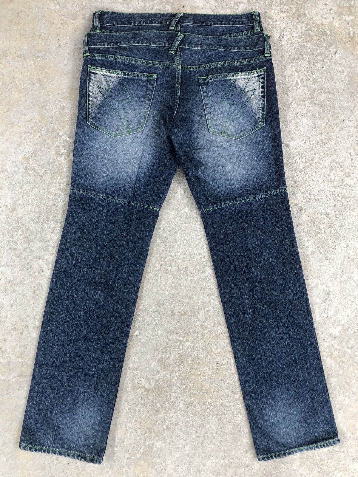 PPFM Japanese PPFM Double Waist Distressed Denim Green Stitch Size US 32 / EU 48 - 2 Thumbnail