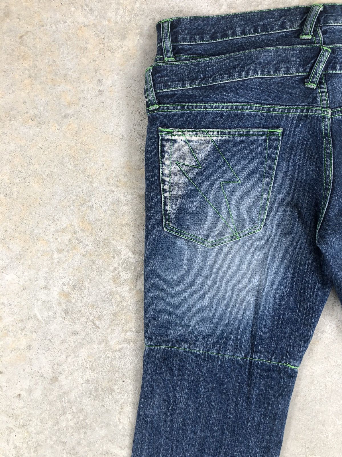 PPFM Japanese PPFM Double Waist Distressed Denim Green Stitch Size US 32 / EU 48 - 9 Thumbnail