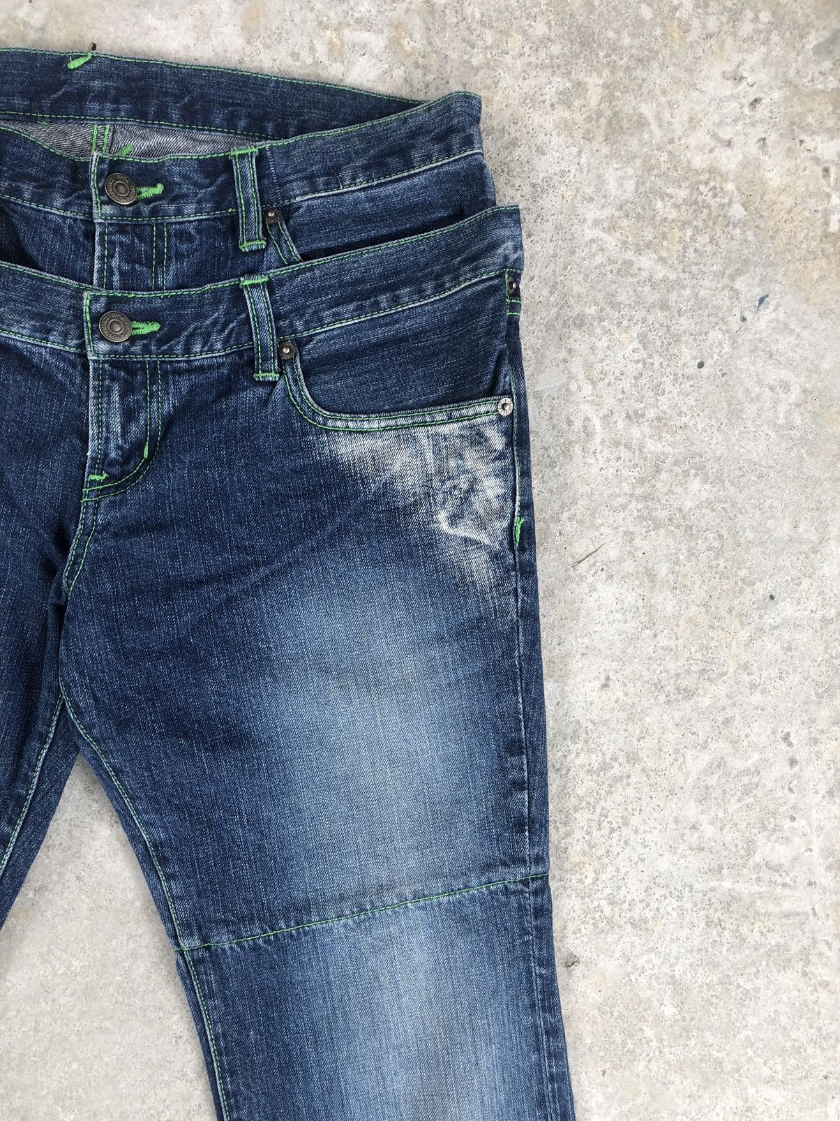 PPFM Japanese PPFM Double Waist Distressed Denim Green Stitch Size US 32 / EU 48 - 5 Thumbnail