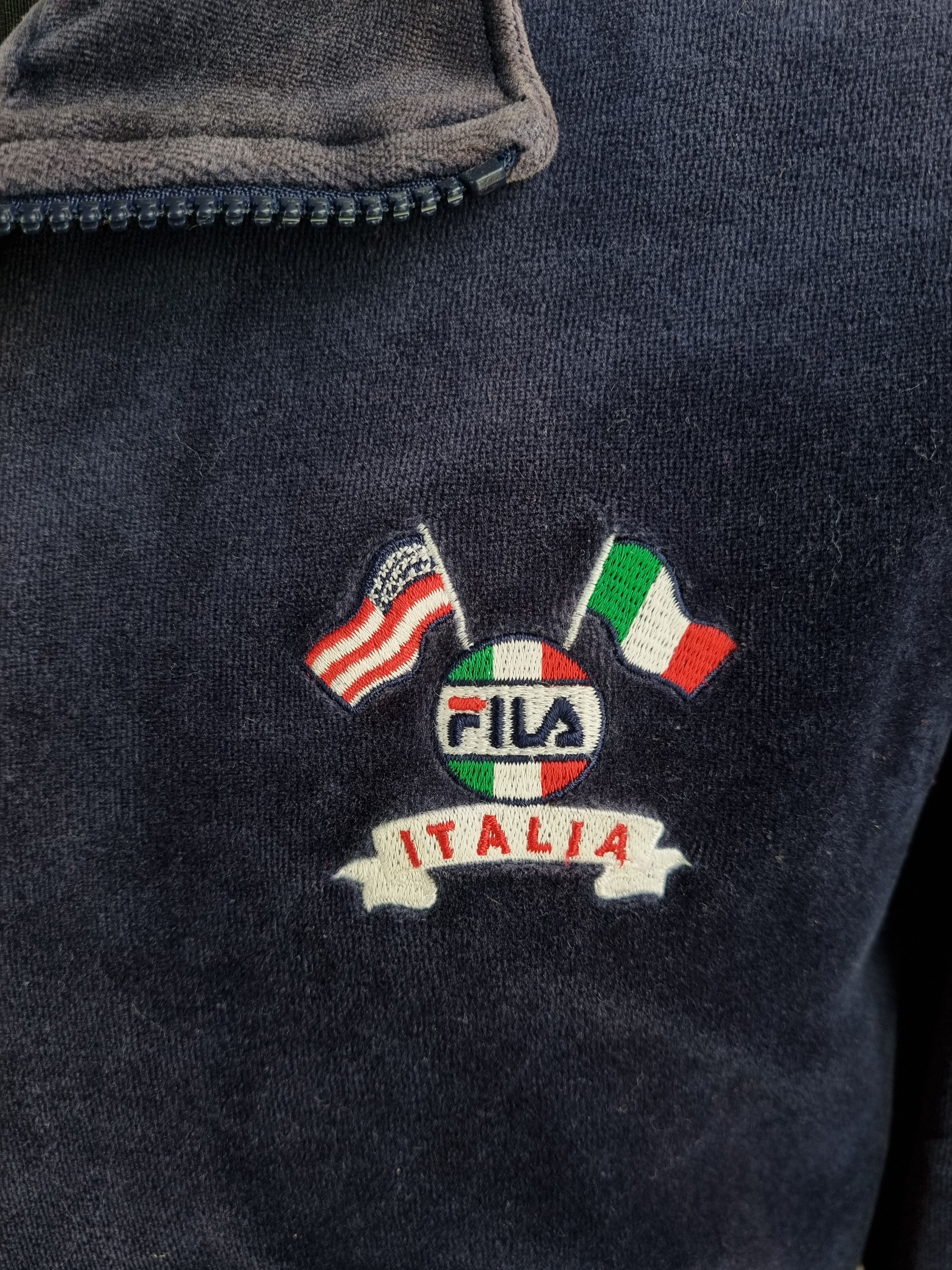 Fila × Vintage 90s Faded Velour Fila Italia/USA Flags Track Jacket Size US M / EU 48-50 / 2 - 4 Thumbnail