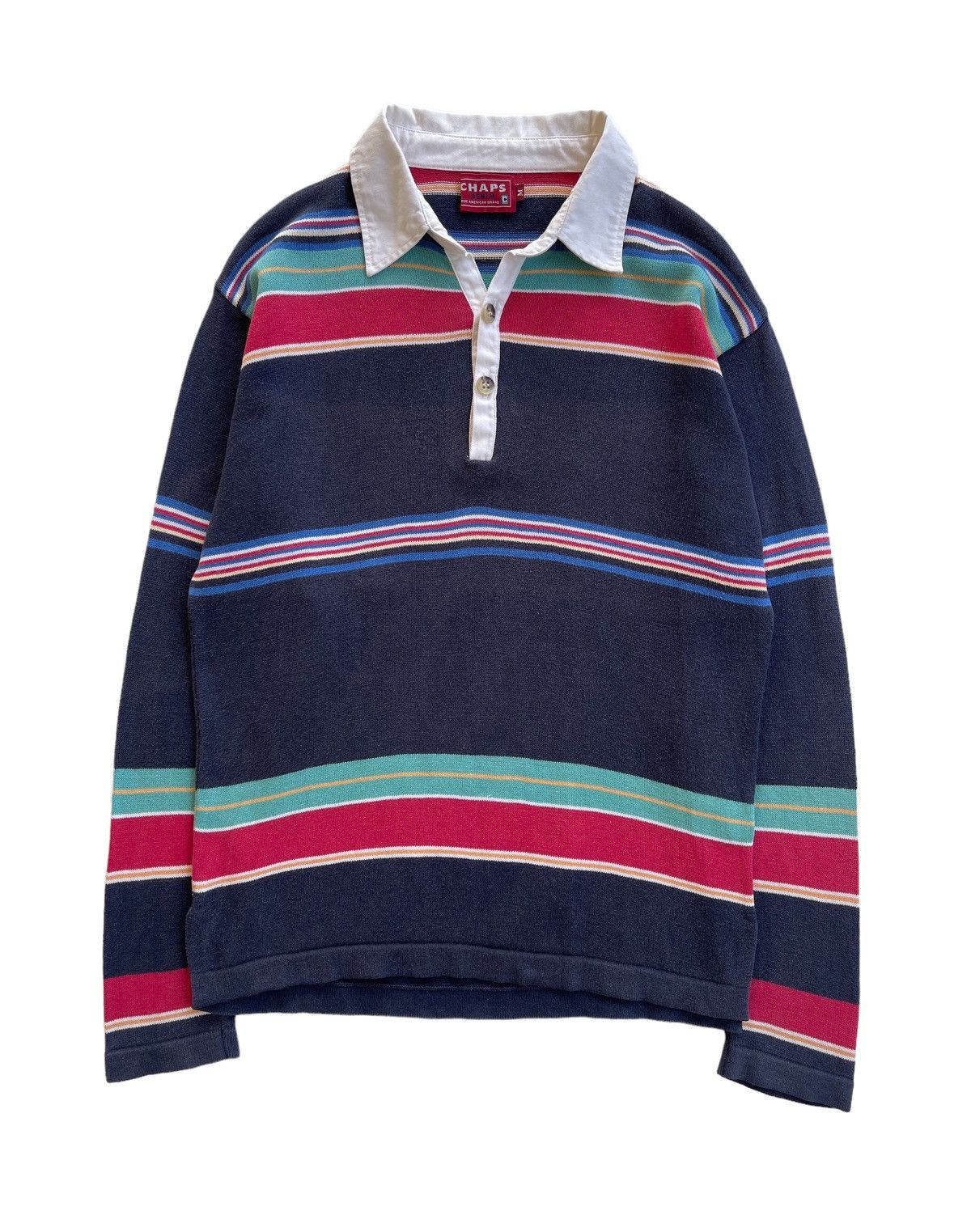 Chaps Vintage 90s Chaps Knitted Rugby Shirts Size US M / EU 48-50 / 2 - 1 Thumbnail