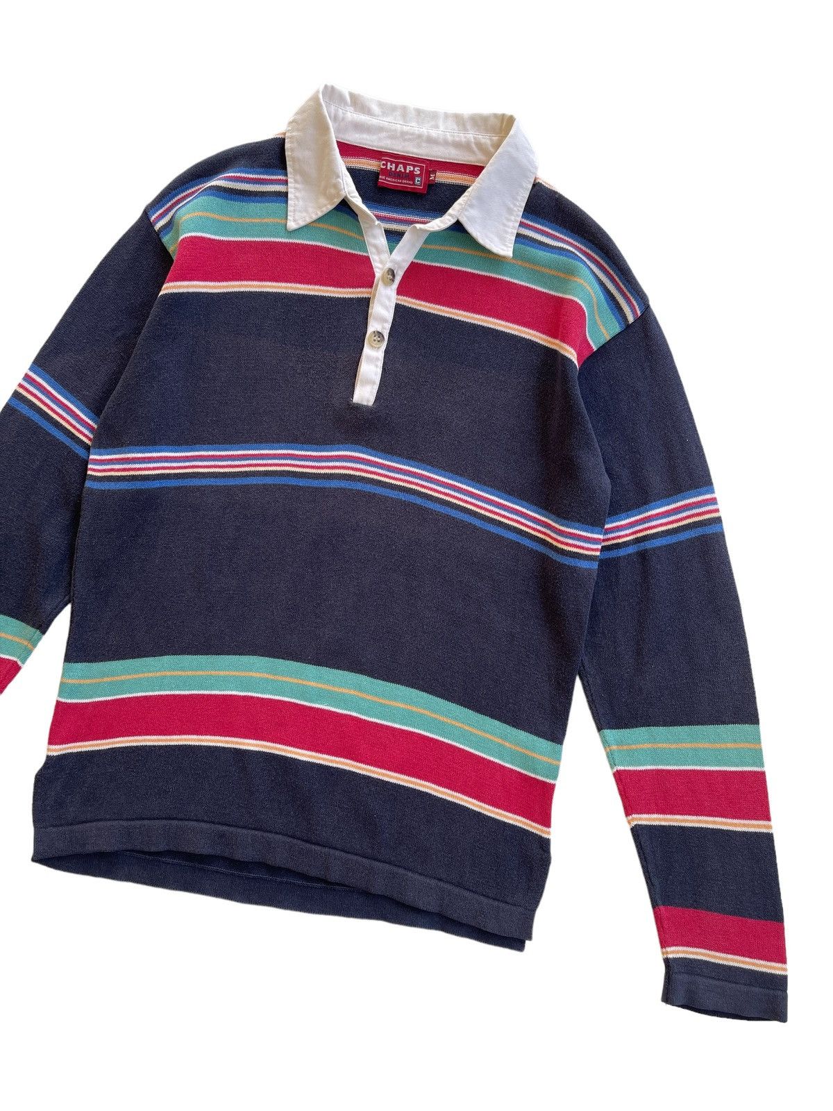 Chaps Vintage 90s Chaps Knitted Rugby Shirts Size US M / EU 48-50 / 2 - 5 Thumbnail