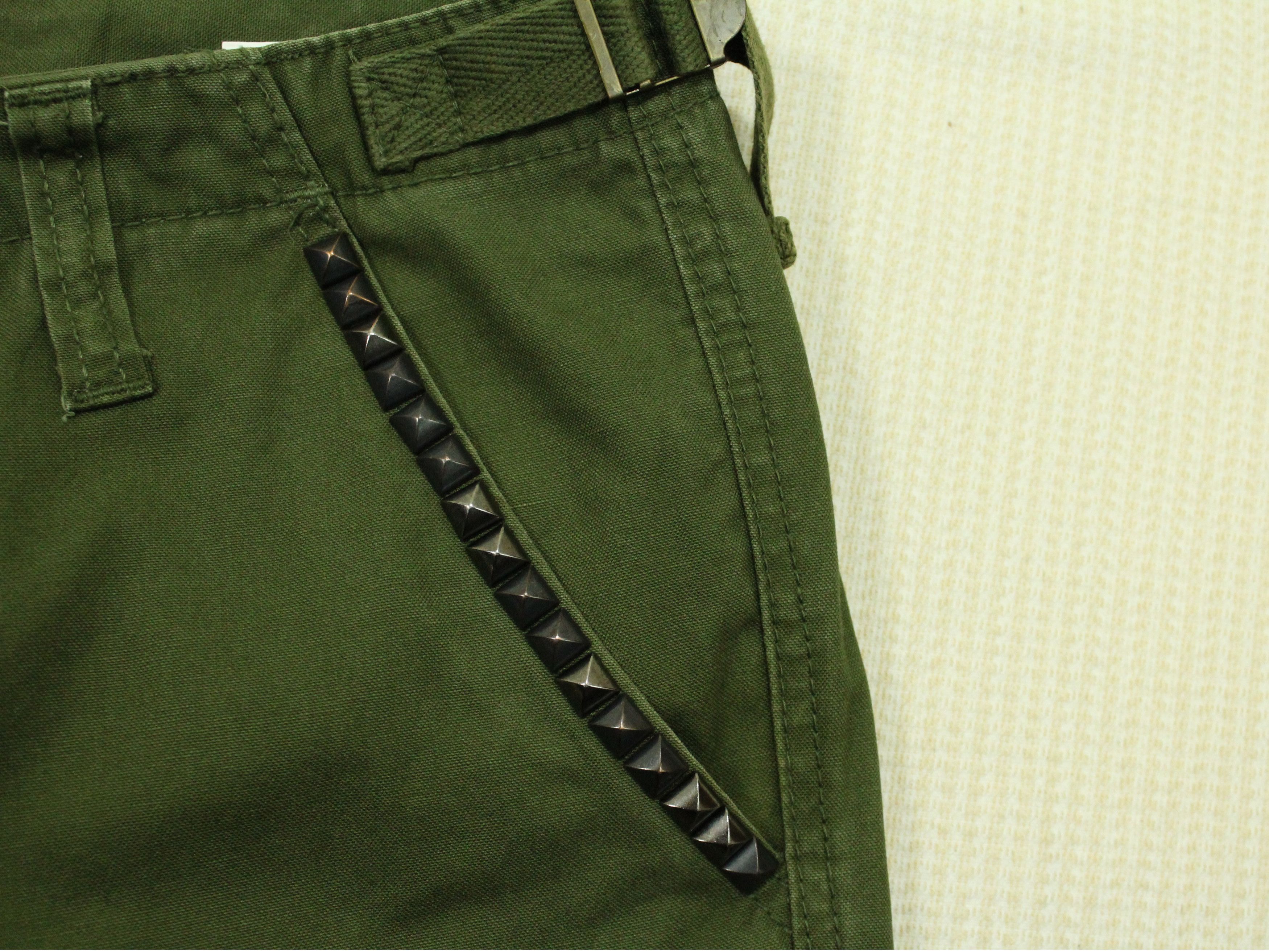 image of Neutral Infinity Cargo Pants Stud Riveted Pocket Bling in Green, Men's (Size 32)