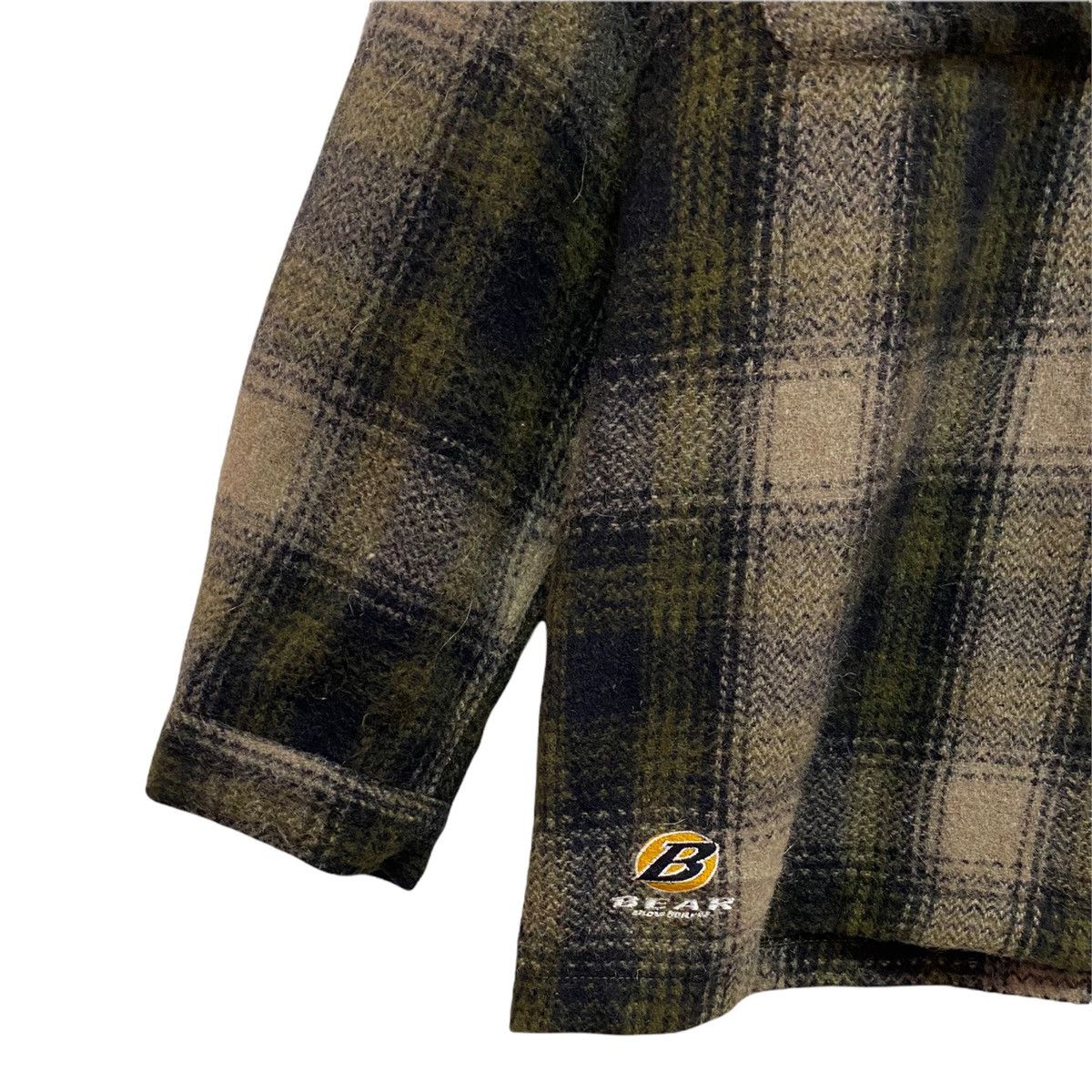 Flannel 🔥VINTAGE 90s BEAR BROWN TARTAN WOOL ZIPPER HEAVY JACKET Size US L / EU 52-54 / 3 - 11 Thumbnail