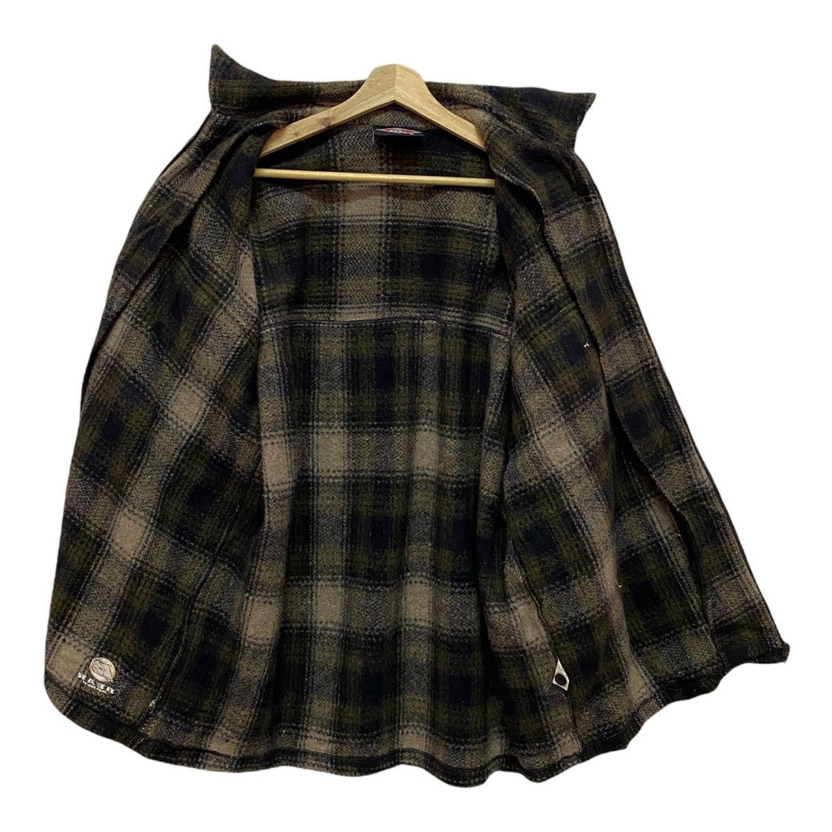 Flannel 🔥VINTAGE 90s BEAR BROWN TARTAN WOOL ZIPPER HEAVY JACKET Size US L / EU 52-54 / 3 - 2 Thumbnail