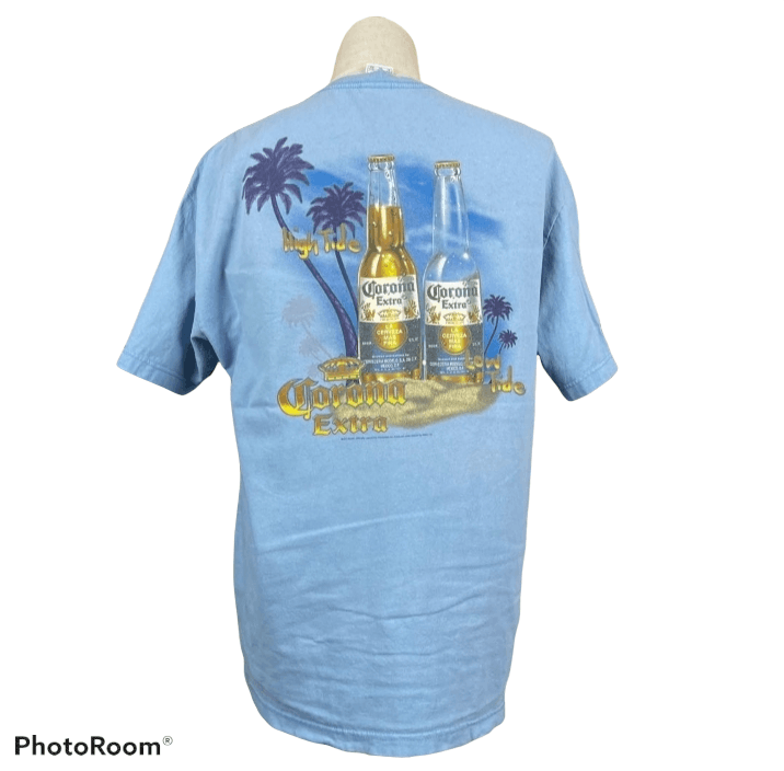 Pre-owned Grailed Corona Beer Big Print T Shirt In Blue
