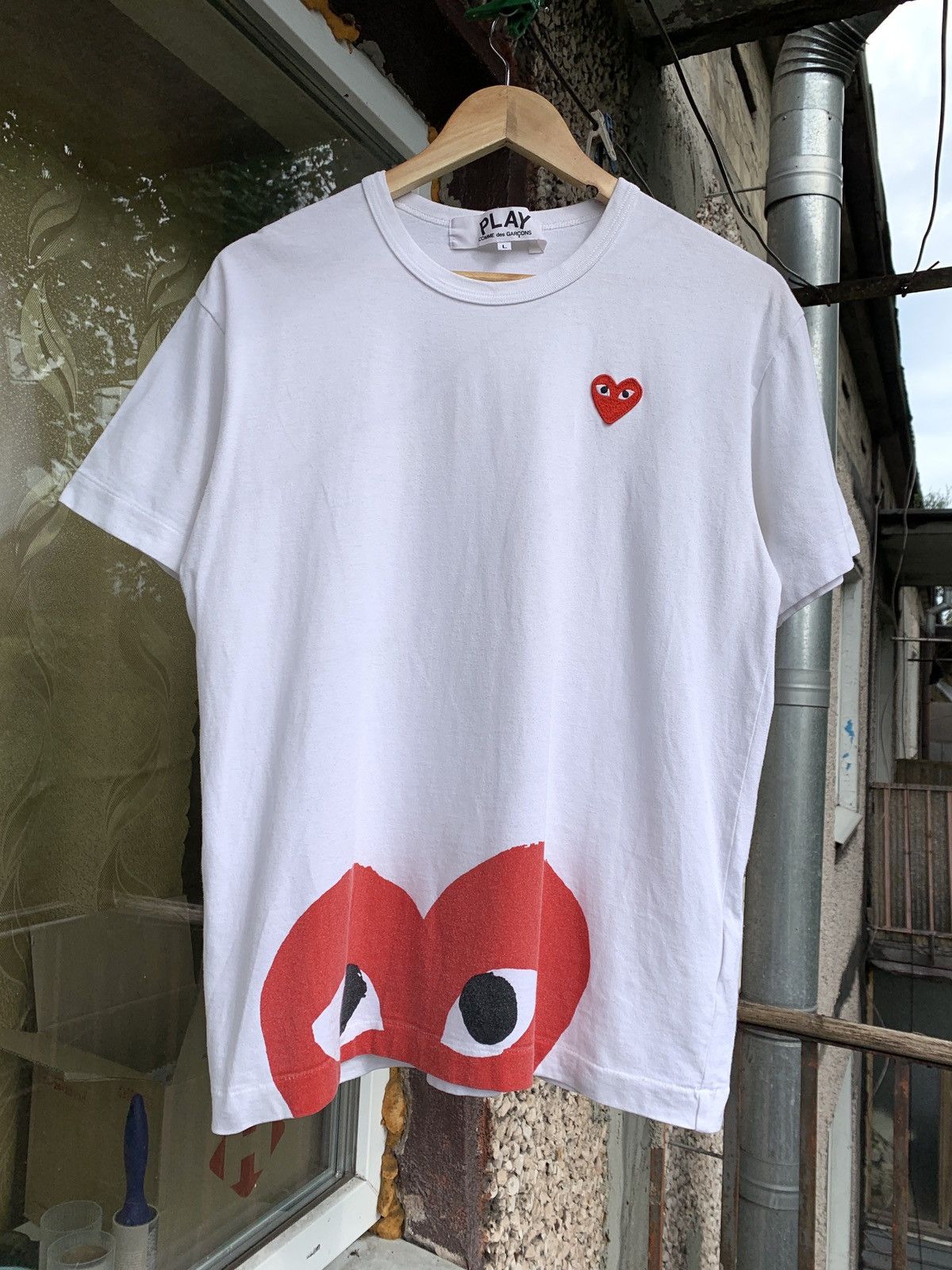 Comme des Garçons Play Big Logo Heart White T-Shirt