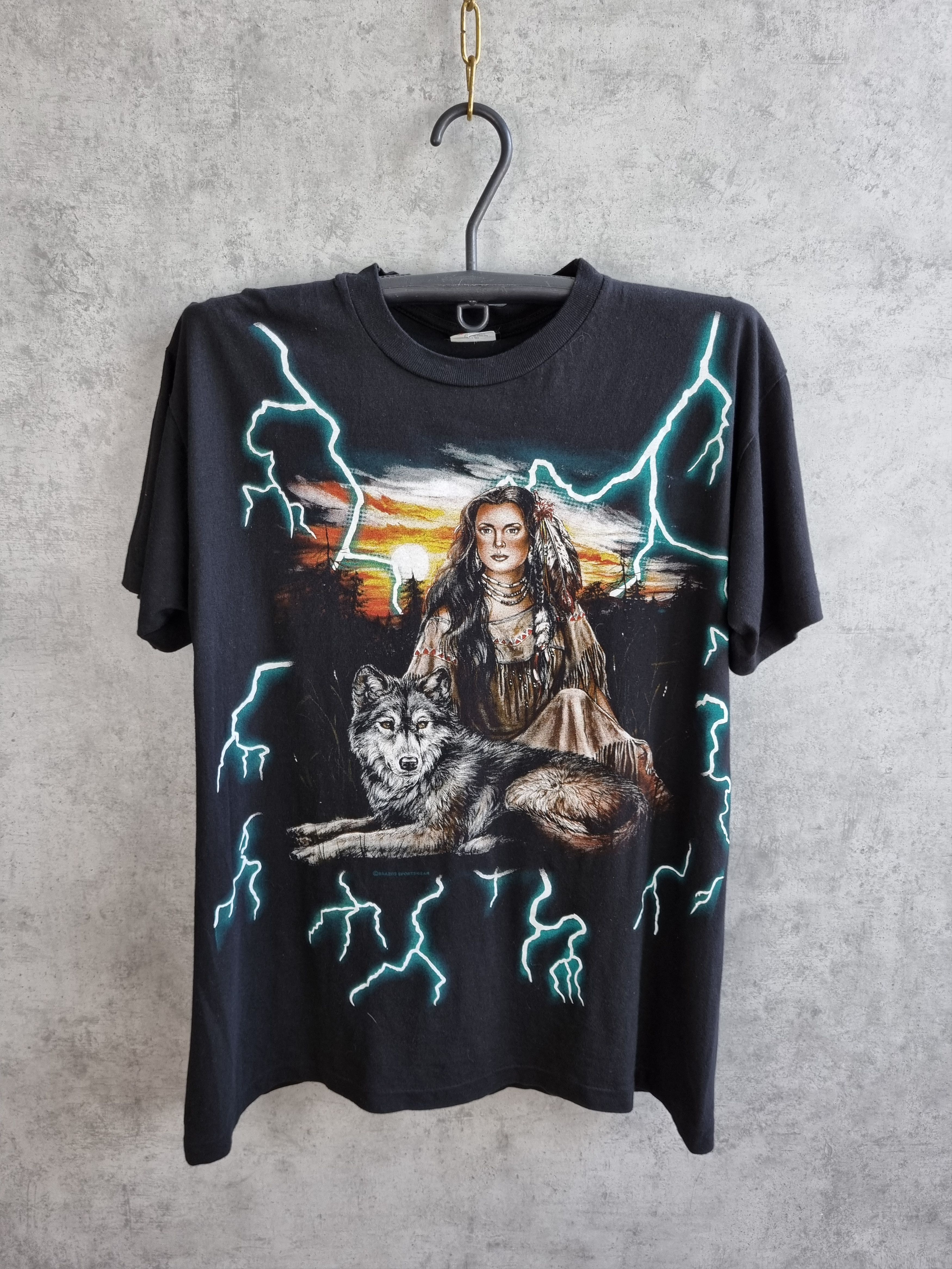 Japanese Brand × Vintage 90s Single stitch Lightening Tee Shirt Kanye West Style Size US L / EU 52-54 / 3 - 1 Thumbnail