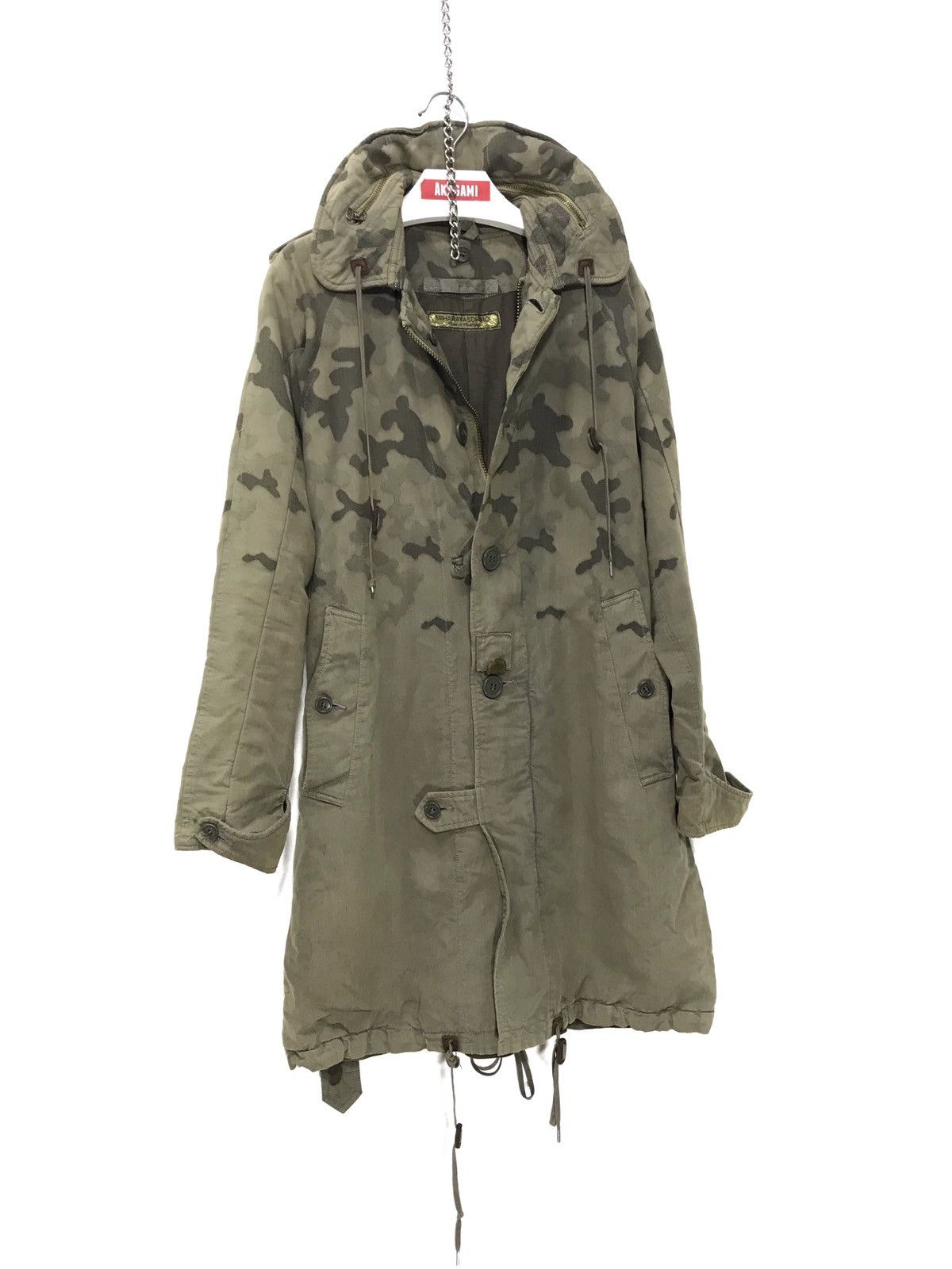 image of Miharayasuhirodamask Camo Military Parka Fish Tail 8 in Olive Gree, Men's (Size Small)