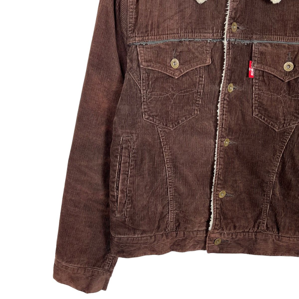 Edwin × Vintage 🔥 EDWIN CORDUROY SHERPA LINER TRUCKER JACKET Size US S / EU 44-46 / 1 - 3 Thumbnail