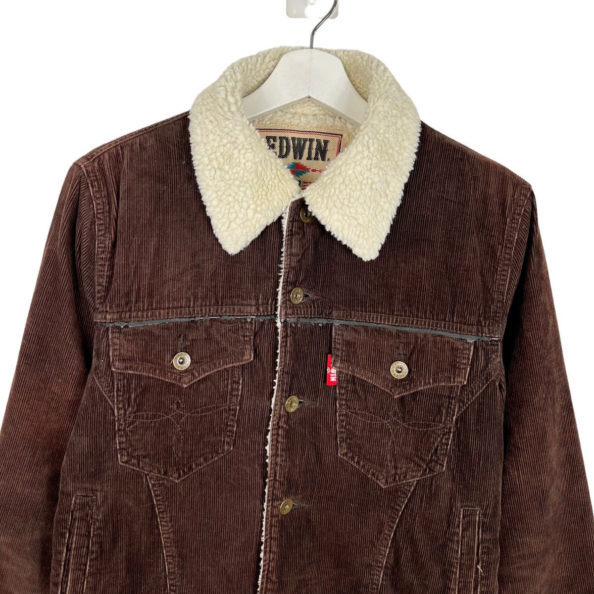 Edwin × Vintage 🔥 EDWIN CORDUROY SHERPA LINER TRUCKER JACKET Size US S / EU 44-46 / 1 - 4 Thumbnail