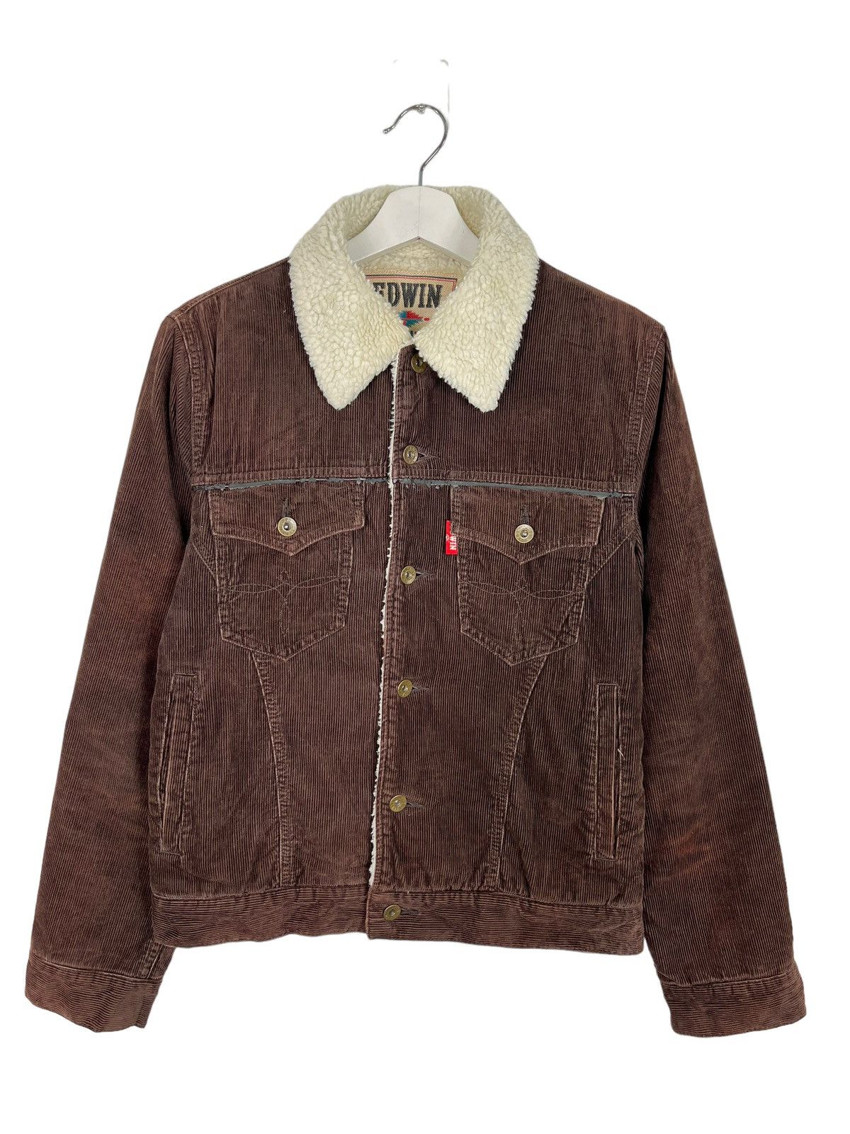 Edwin × Vintage 🔥 EDWIN CORDUROY SHERPA LINER TRUCKER JACKET Size US S / EU 44-46 / 1 - 2 Thumbnail