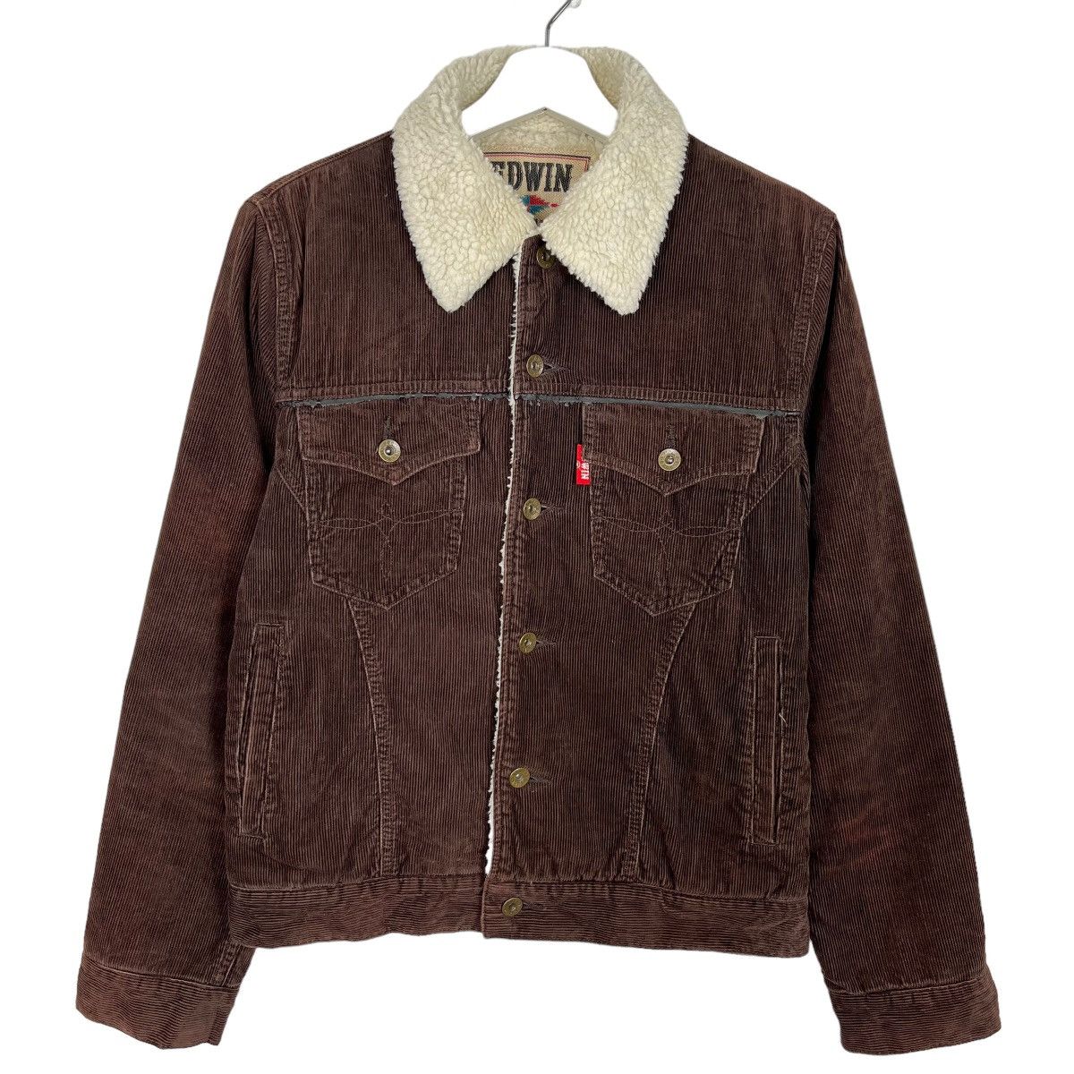 Edwin × Vintage 🔥 EDWIN CORDUROY SHERPA LINER TRUCKER JACKET Size US S / EU 44-46 / 1 - 1 Thumbnail