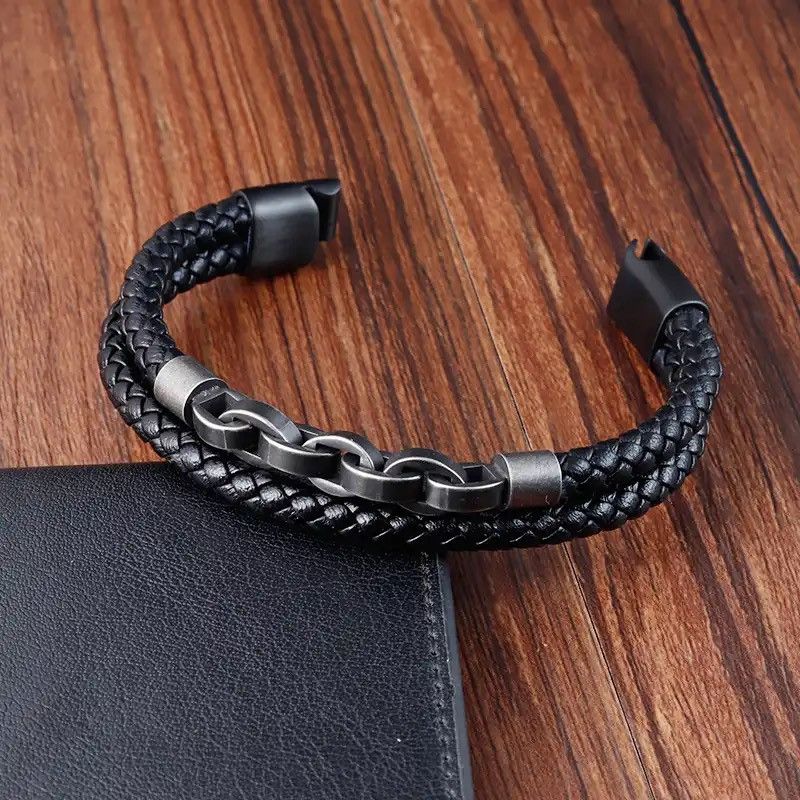 Jewelry Leather Bracelet Men's Bracelet Size ONE SIZE - 3 Thumbnail