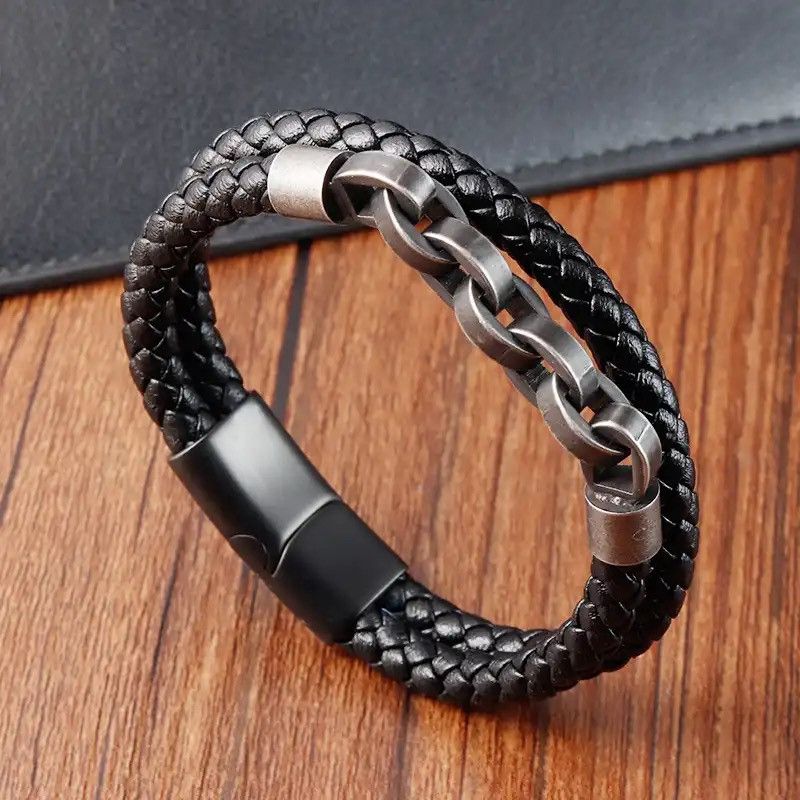 Jewelry Leather Bracelet Men's Bracelet Size ONE SIZE - 2 Thumbnail