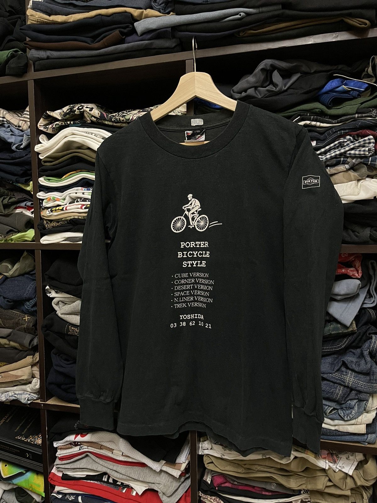 image of Made In USA x Porter Bicycle Style Longsleeve in Black, Men's (Size Small)