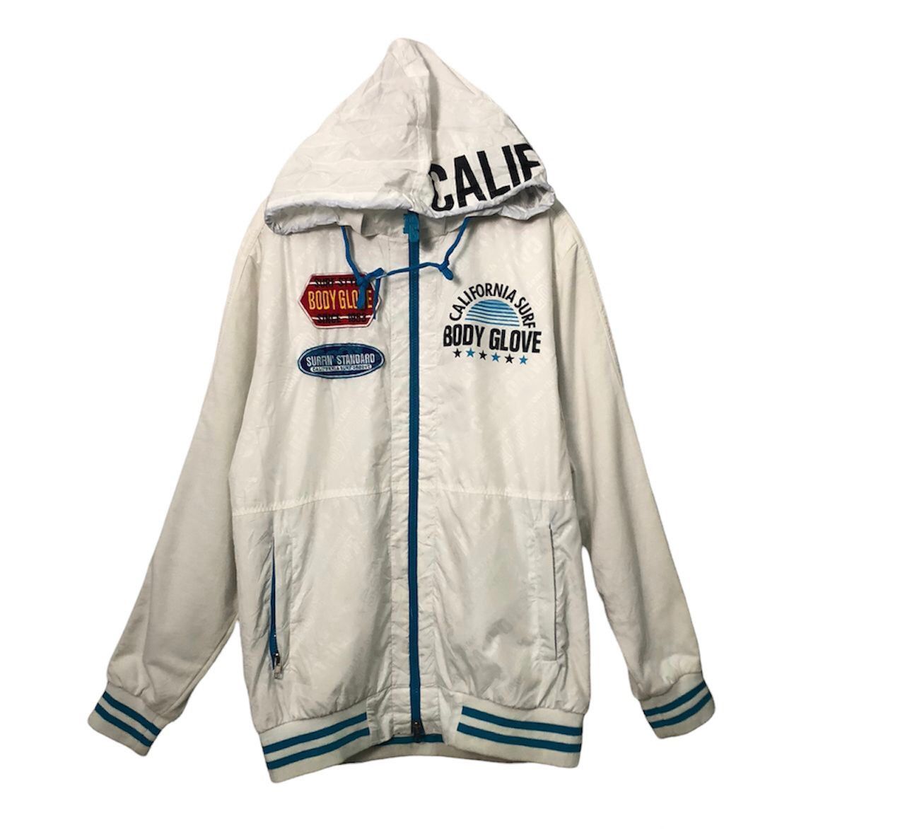 image of Archival Clothing x Body Glove Vintage Body Glove Zipper Ups Big Logo Hoodie Jacket in White (Size 