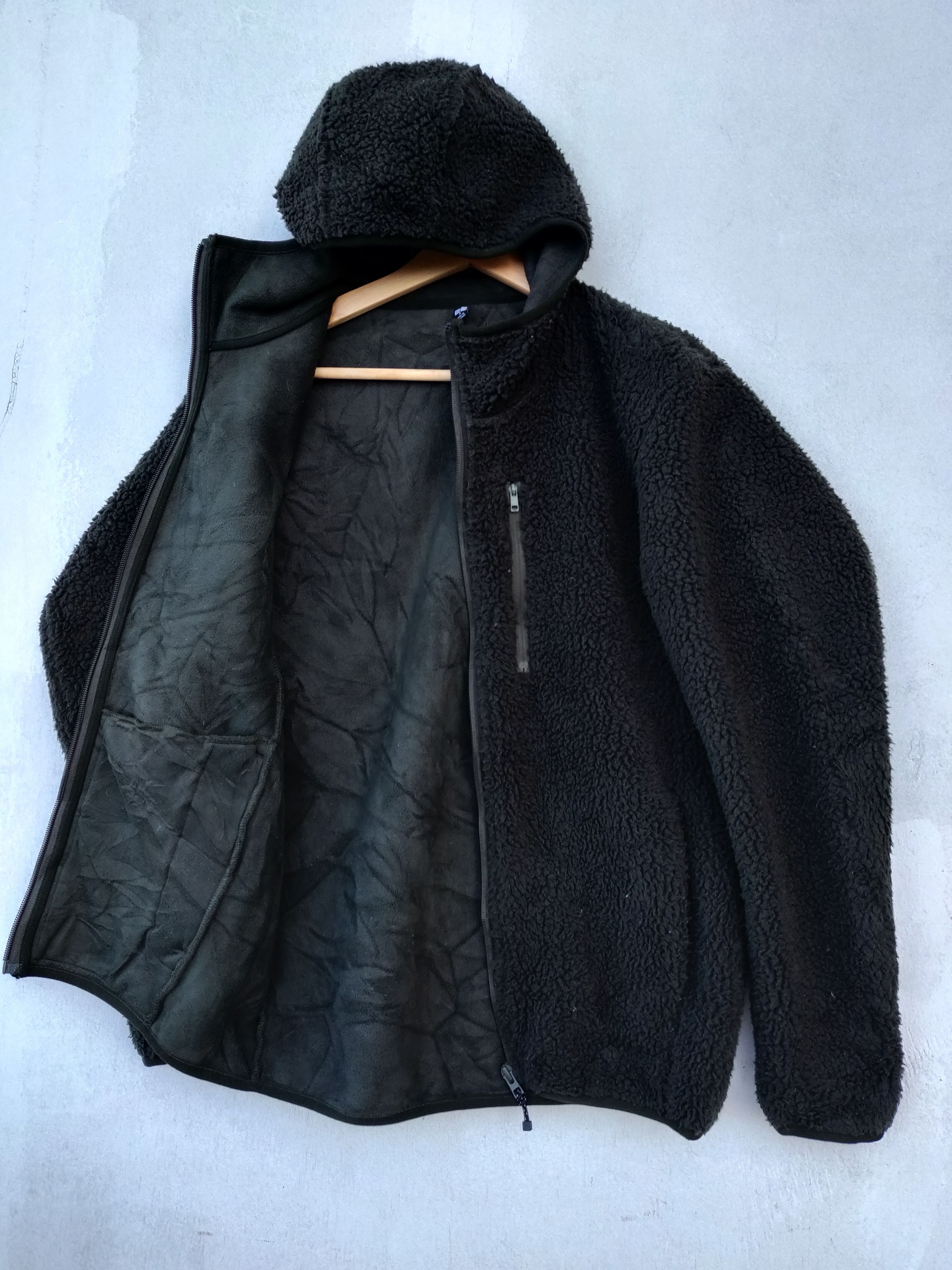 Japanese Brand UNIQLO Sherpa Fleece Hoodie Jacket