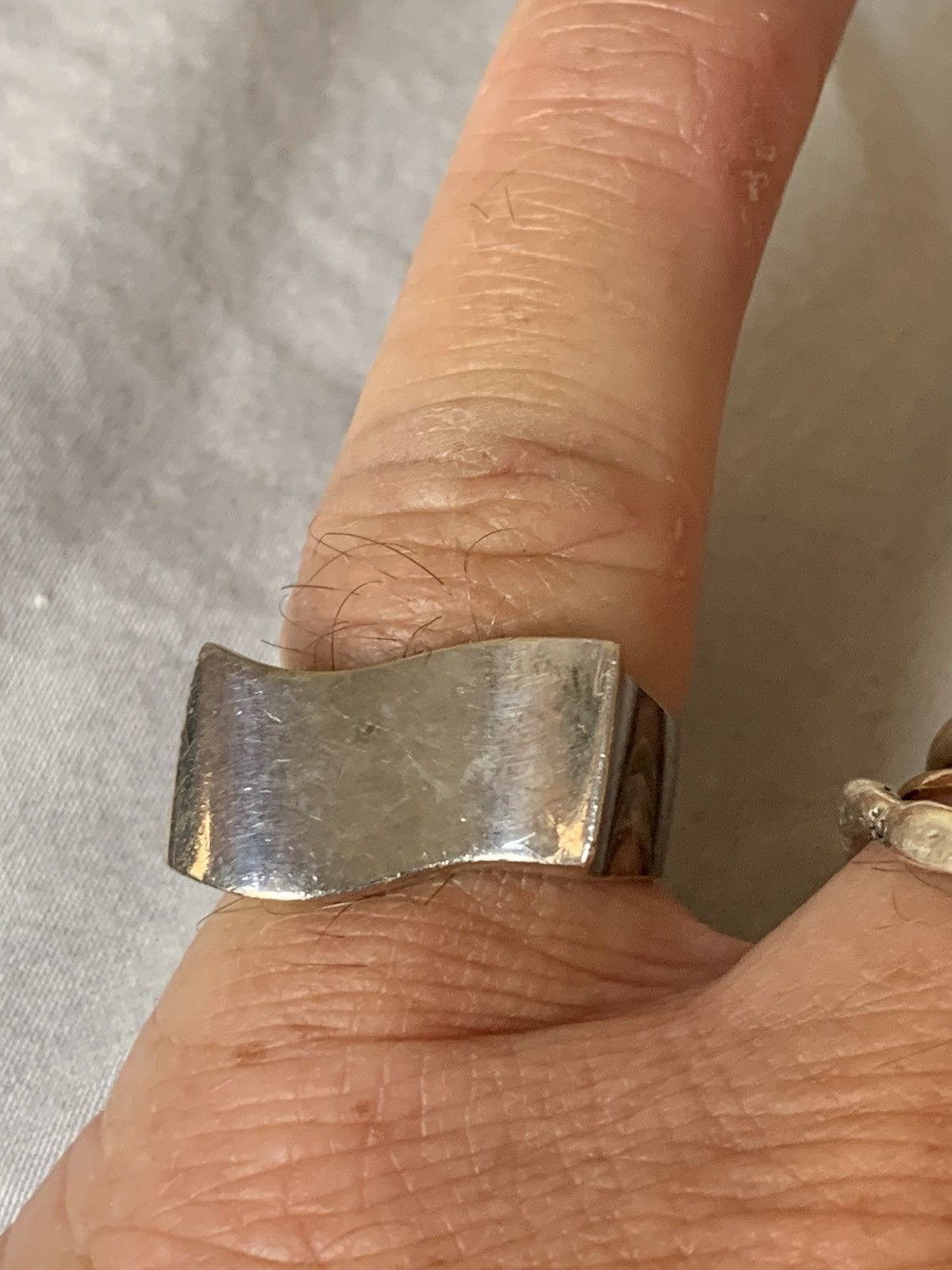 Other 925 Silver Wave Signet Ring Size 7 US Size ONE SIZE - 8 Thumbnail