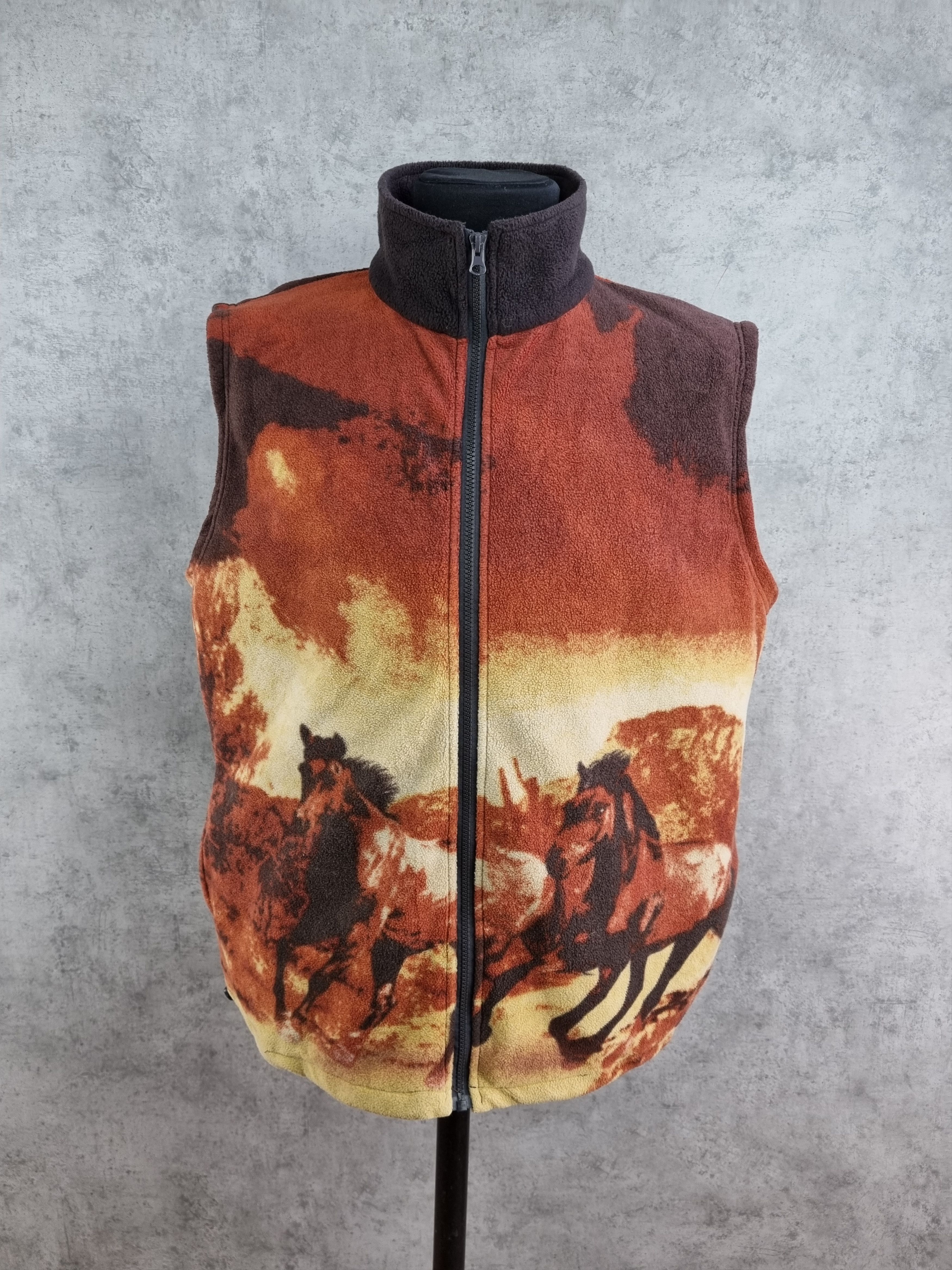 Vintage 🐎 Rare Vintage Vest Fleece with Realistic Horses Zip up Size US XXL / EU 58 / 5 - 3 Thumbnail