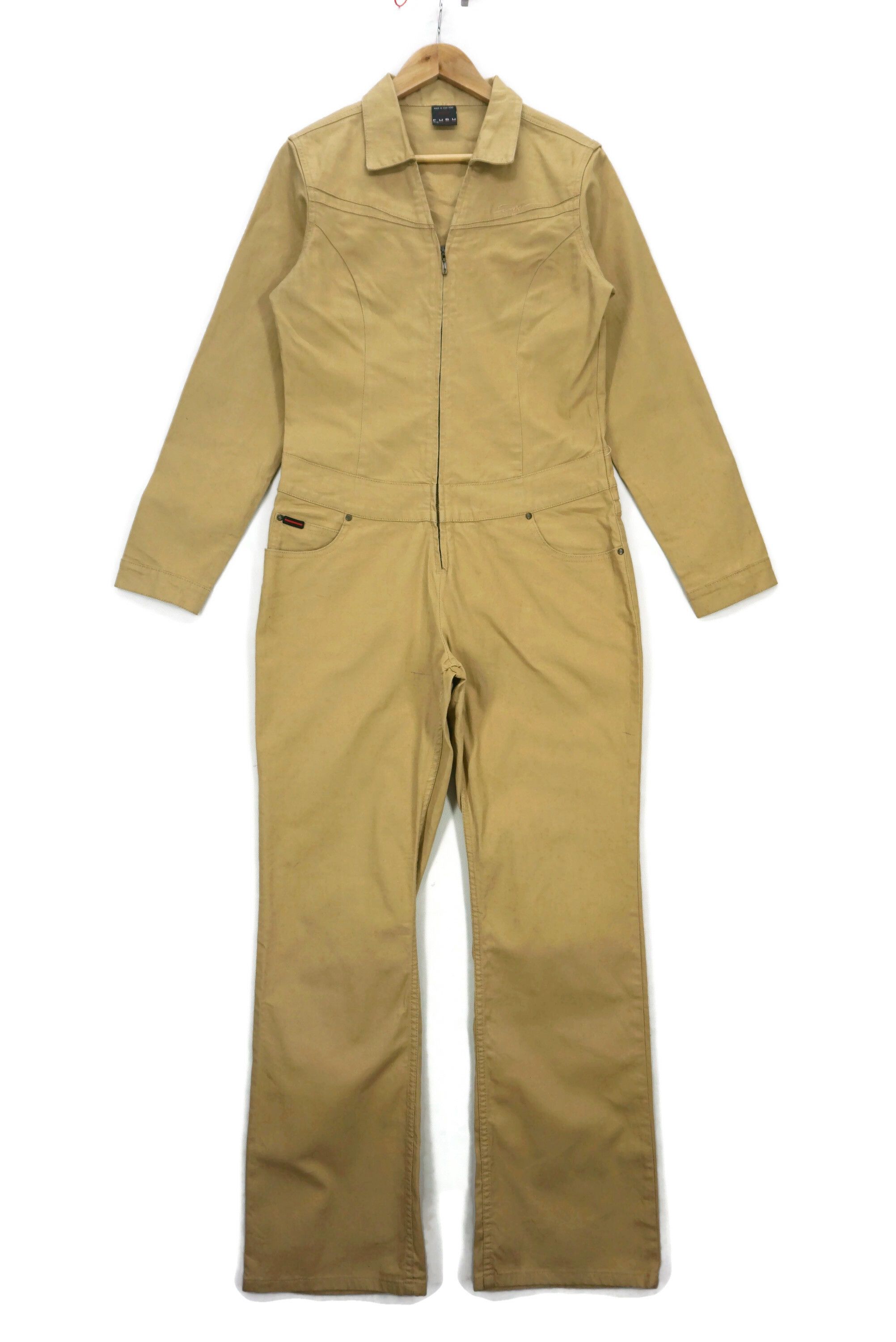 image of Fubu x Rockers The Collection Coverall Hip Hop Skate Bootcut Coveralls in Beige Brown, Women's (Siz