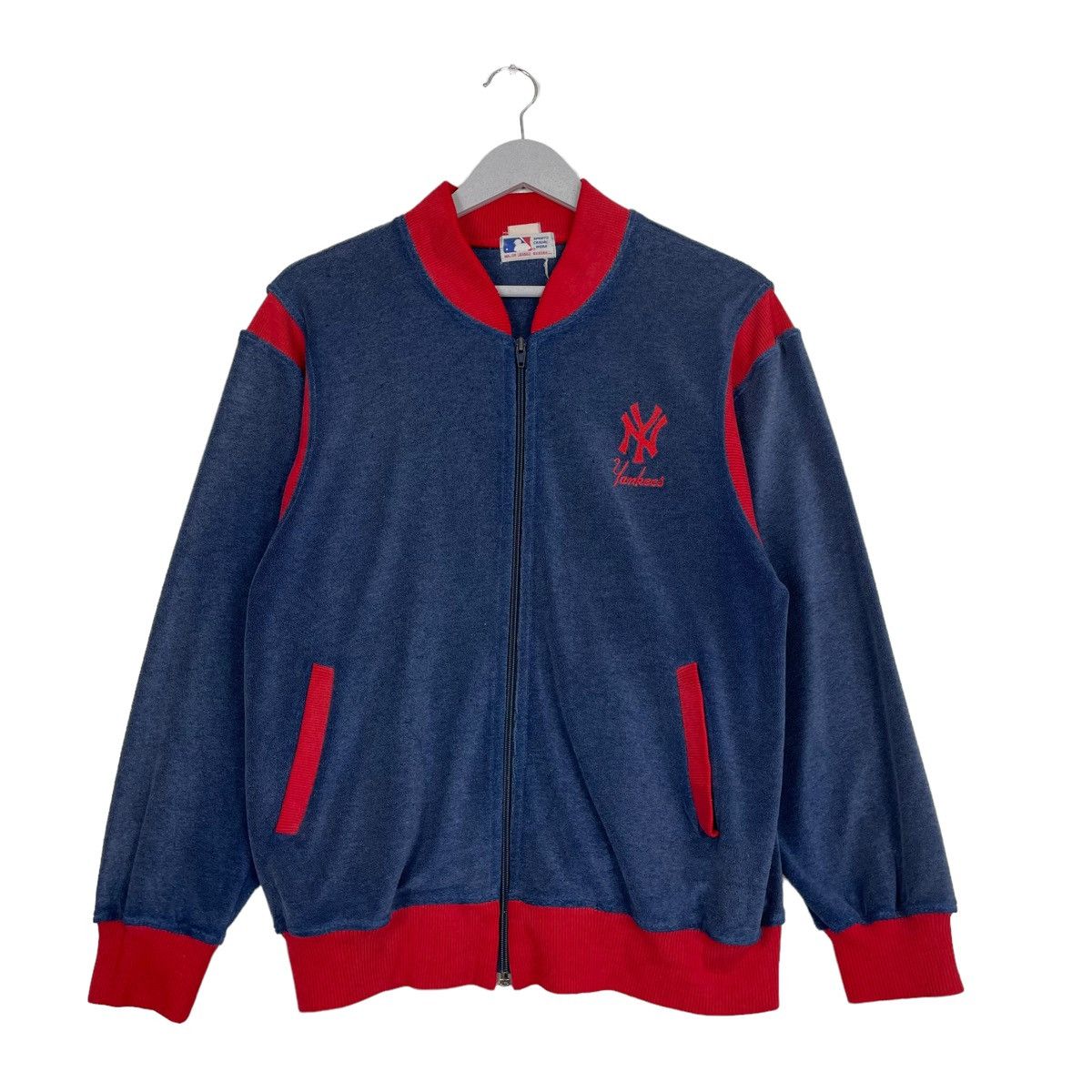 New York Yankees × Vintage 💥70s NY YANKEES MLB VELVET ZIPPER SWEATER Size US S / EU 44-46 / 1 - 1 Thumbnail