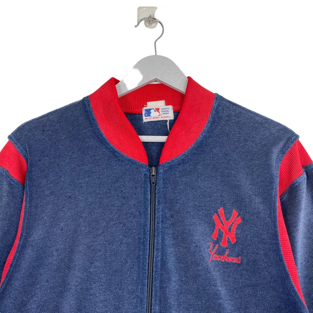 New York Yankees × Vintage 💥70s NY YANKEES MLB VELVET ZIPPER SWEATER Size US S / EU 44-46 / 1 - 4 Thumbnail