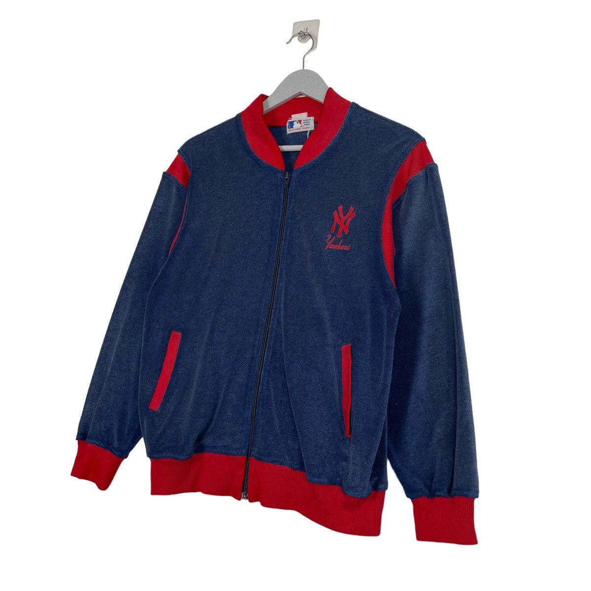 New York Yankees × Vintage 💥70s NY YANKEES MLB VELVET ZIPPER SWEATER Size US S / EU 44-46 / 1 - 2 Thumbnail