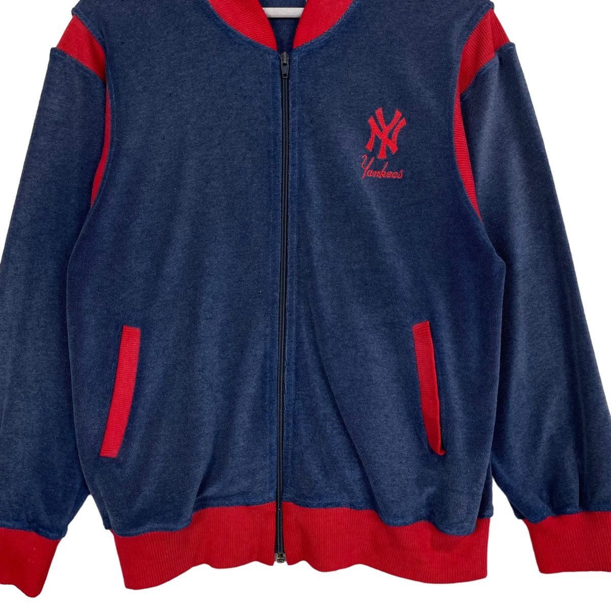New York Yankees × Vintage 💥70s NY YANKEES MLB VELVET ZIPPER SWEATER Size US S / EU 44-46 / 1 - 6 Thumbnail