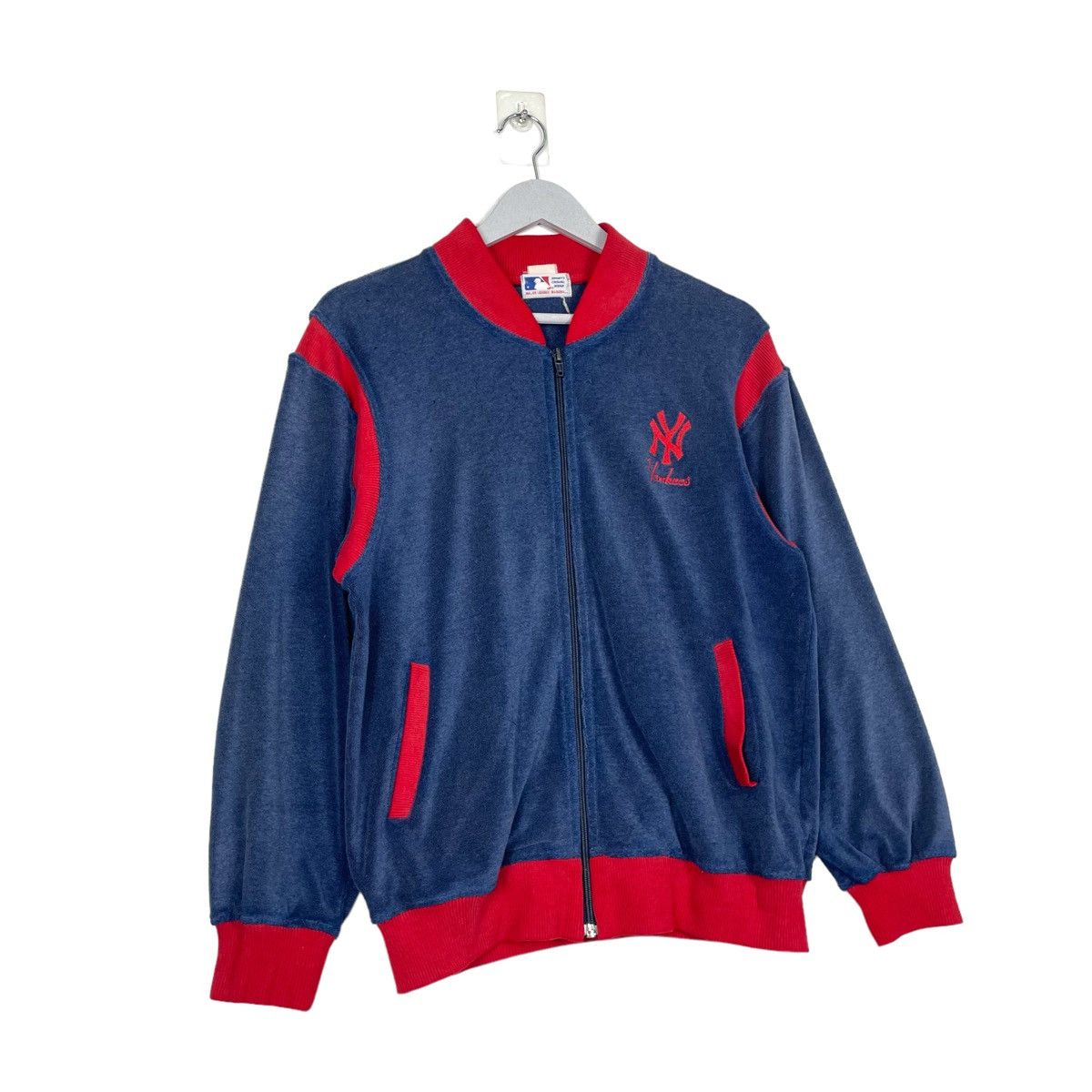 New York Yankees × Vintage 💥70s NY YANKEES MLB VELVET ZIPPER SWEATER Size US S / EU 44-46 / 1 - 3 Thumbnail