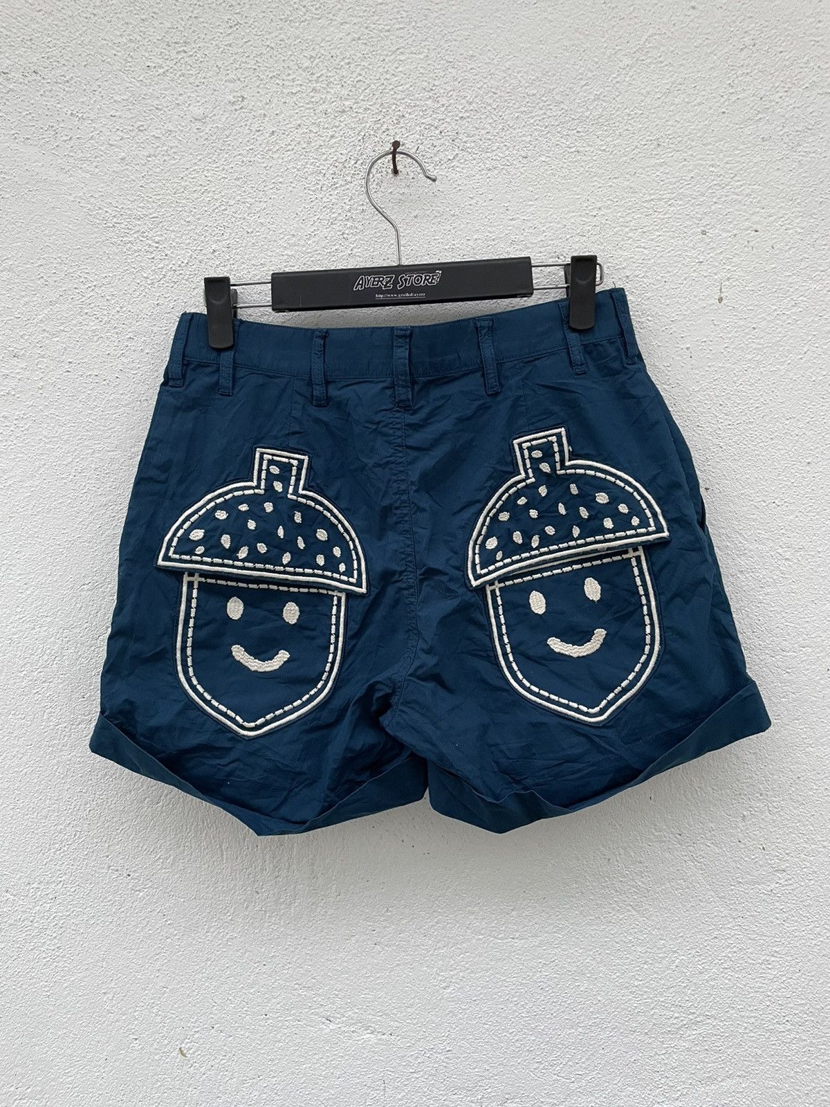 image of Issey Miyake x Ne Net Ne-Net Embroidered Logos Short Pants in Blue, Men's (Size 28)