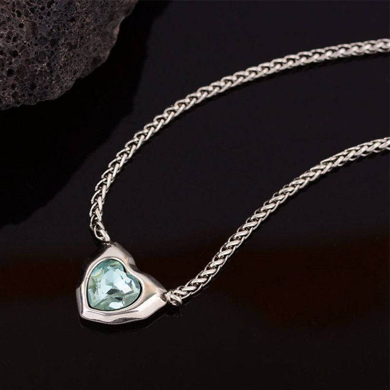Jewelry Sparkling Blue Zircon Love Heart Necklace Size ONE SIZE - 4 Thumbnail