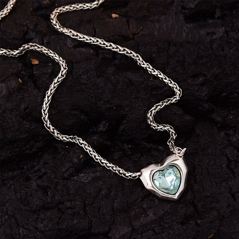 Jewelry Sparkling Blue Zircon Love Heart Necklace Size ONE SIZE - 3 Thumbnail
