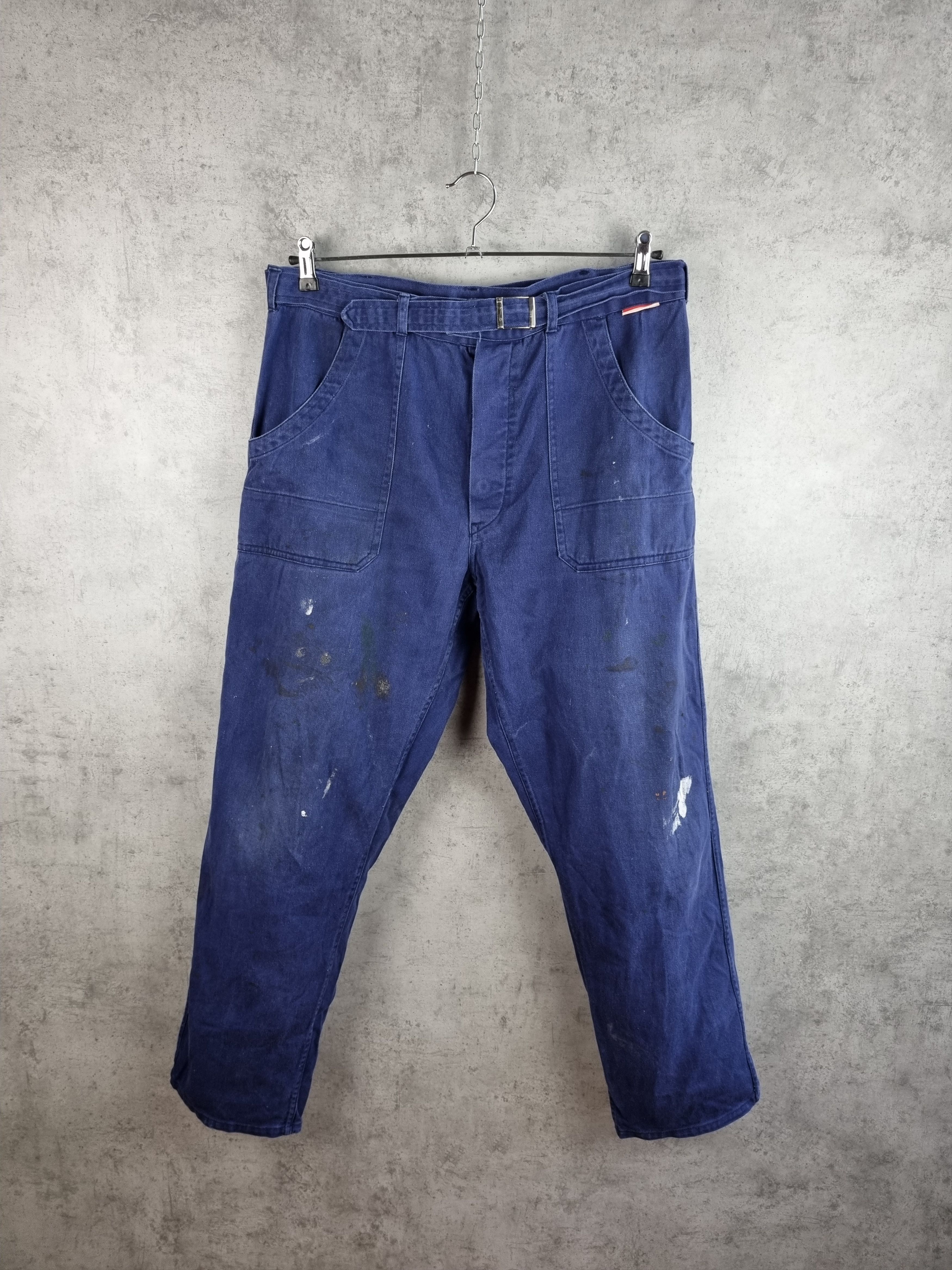 Le Laboureur × Vetra × Vintage 70s French Workers Dirty Distressed Faded Satined Pant Size US 34 / EU 50 - 3 Thumbnail