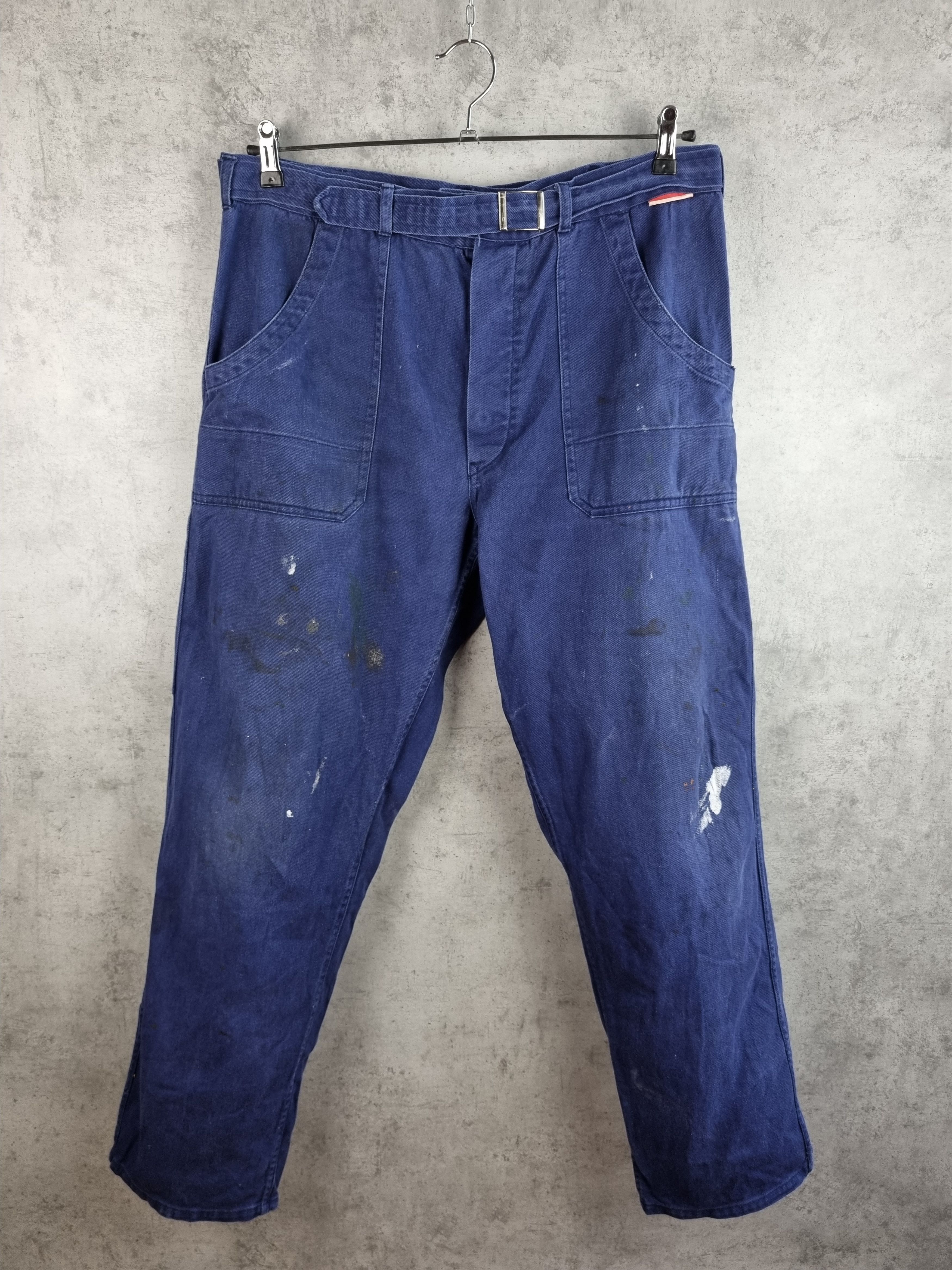 Le Laboureur × Vetra × Vintage 70s French Workers Dirty Distressed Faded Satined Pant Size US 34 / EU 50 - 1 Thumbnail