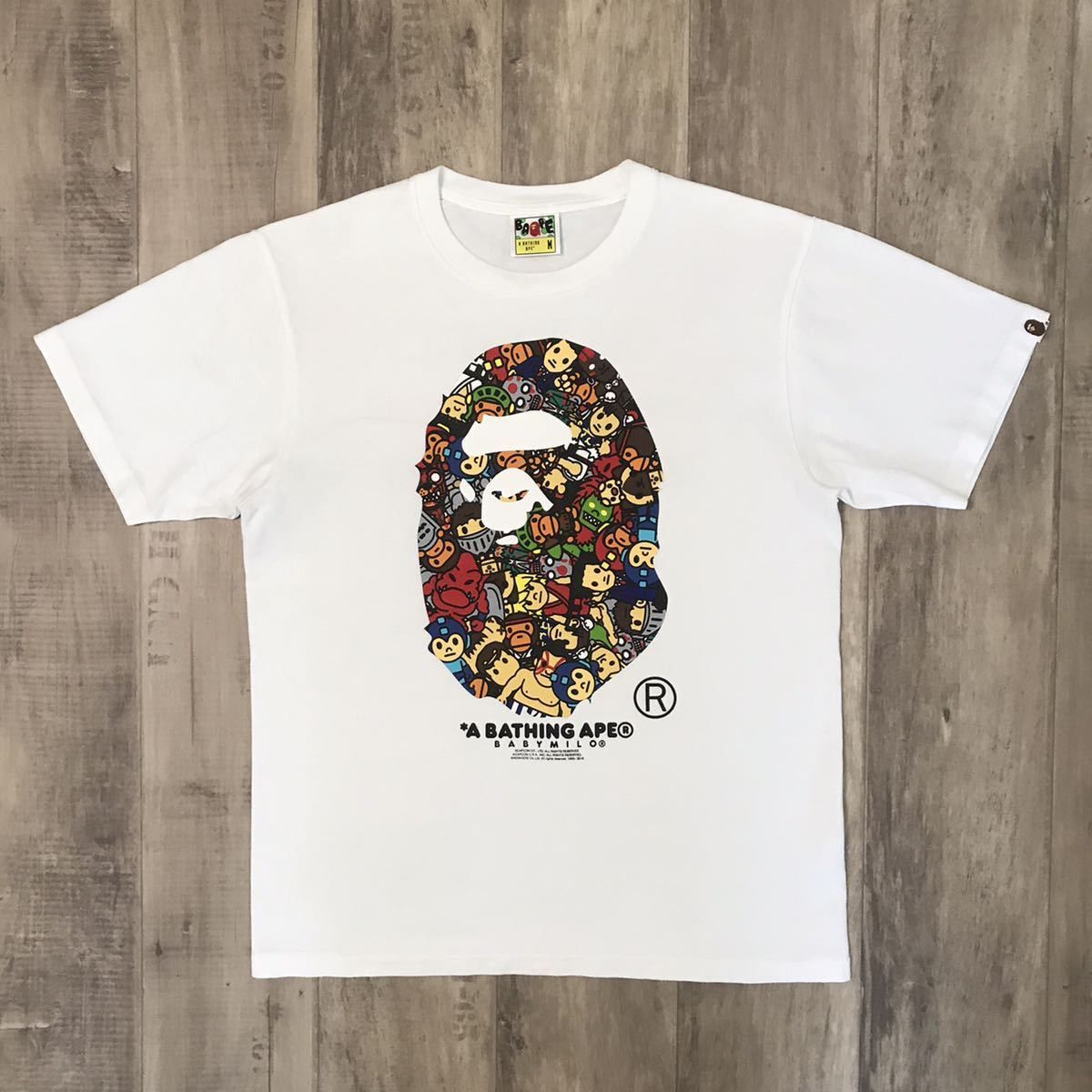 image of Bape × Capcom Big Head T-Shirt Baby Milo in White, Men's (Size Medium)