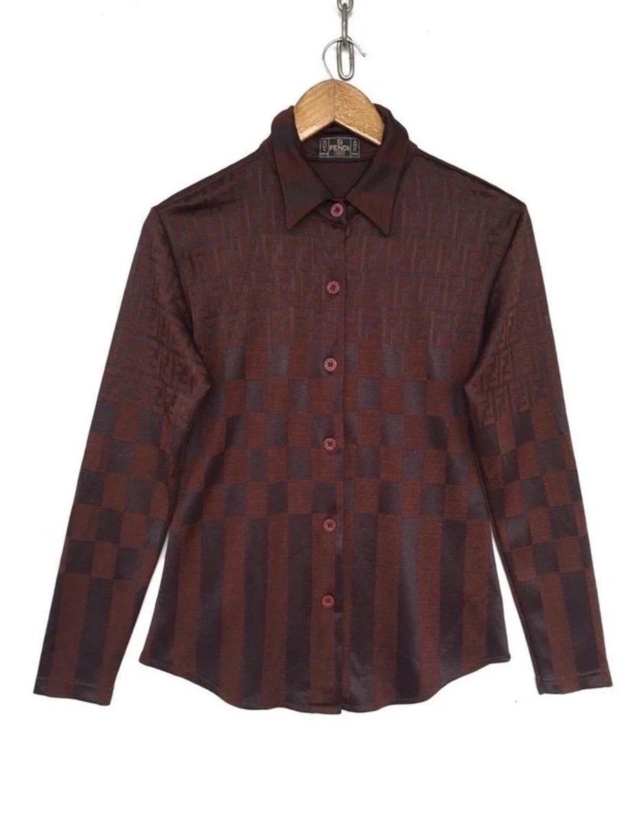 Fendi × Vintage Vintage Fendi Roma Italy Monogram Shirt Button Size US S / EU 44-46 / 1 - 1 Thumbnail