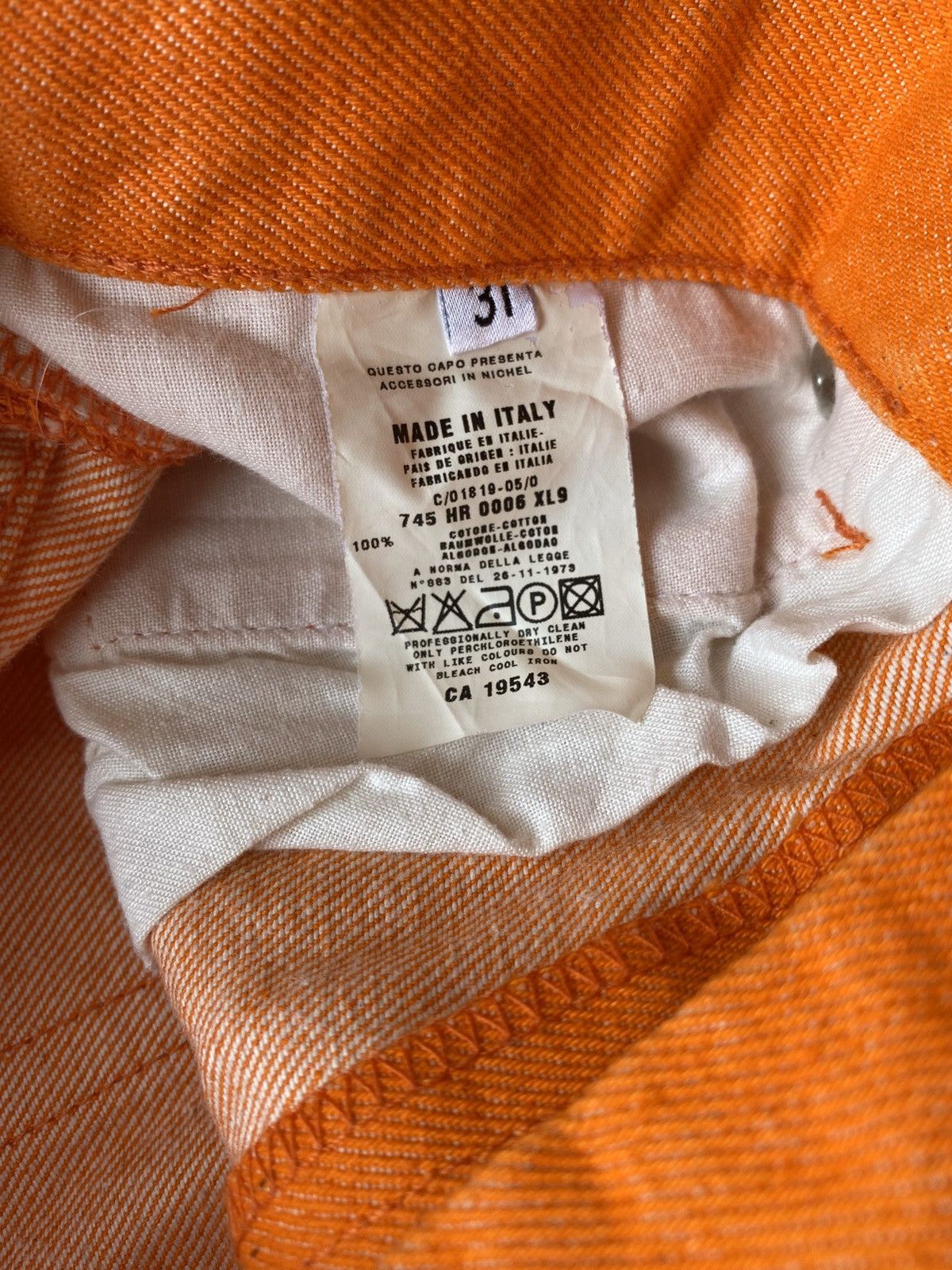 Helmut Lang Helmut Lang Archive Safety Orange SS2000 Denim Size US 31 - 4 Thumbnail