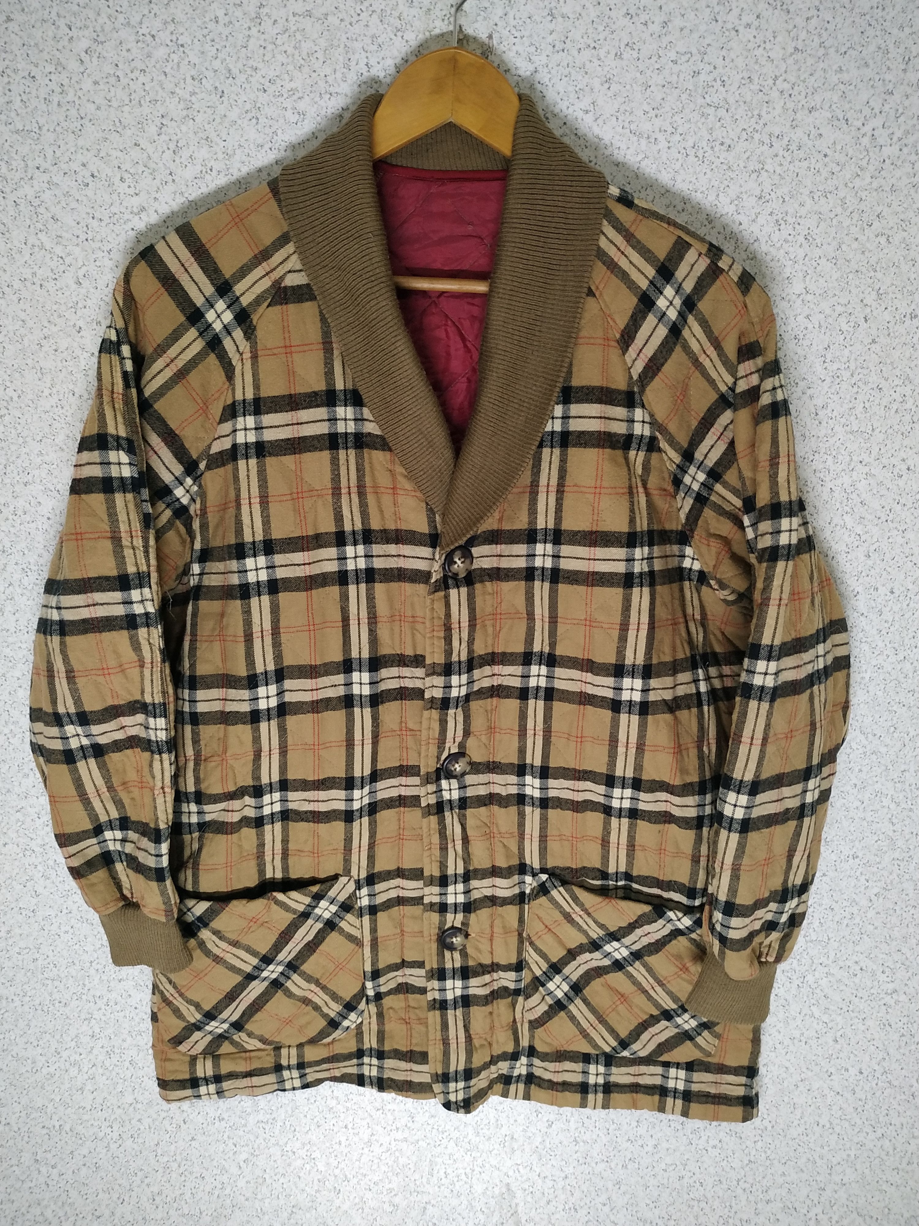Vintage Vintage Checkered Quilted Shawl Collar Cardigan Size US L / EU 52-54 / 3 - 1 Thumbnail