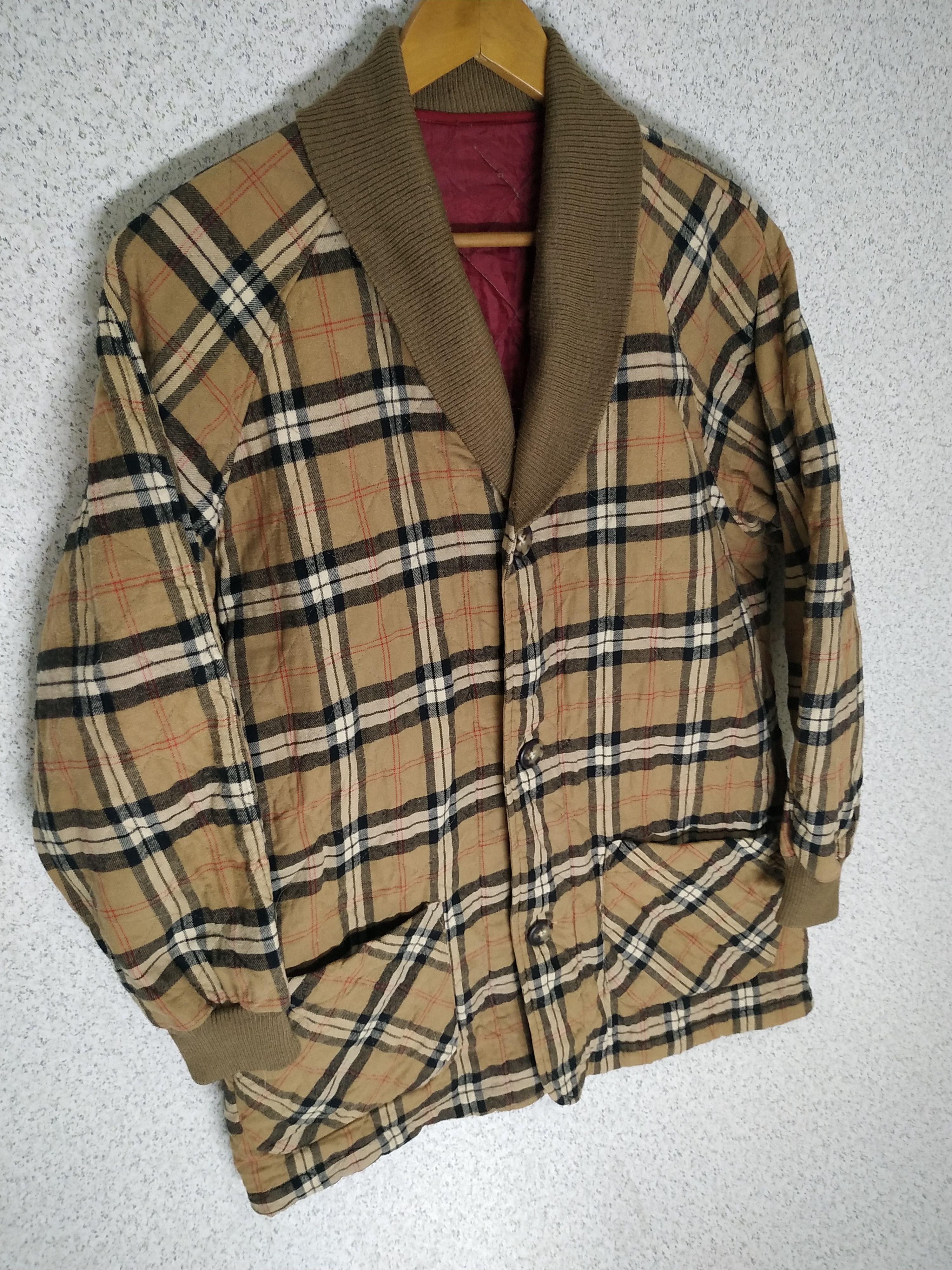Vintage Vintage Checkered Quilted Shawl Collar Cardigan Size US L / EU 52-54 / 3 - 3 Thumbnail