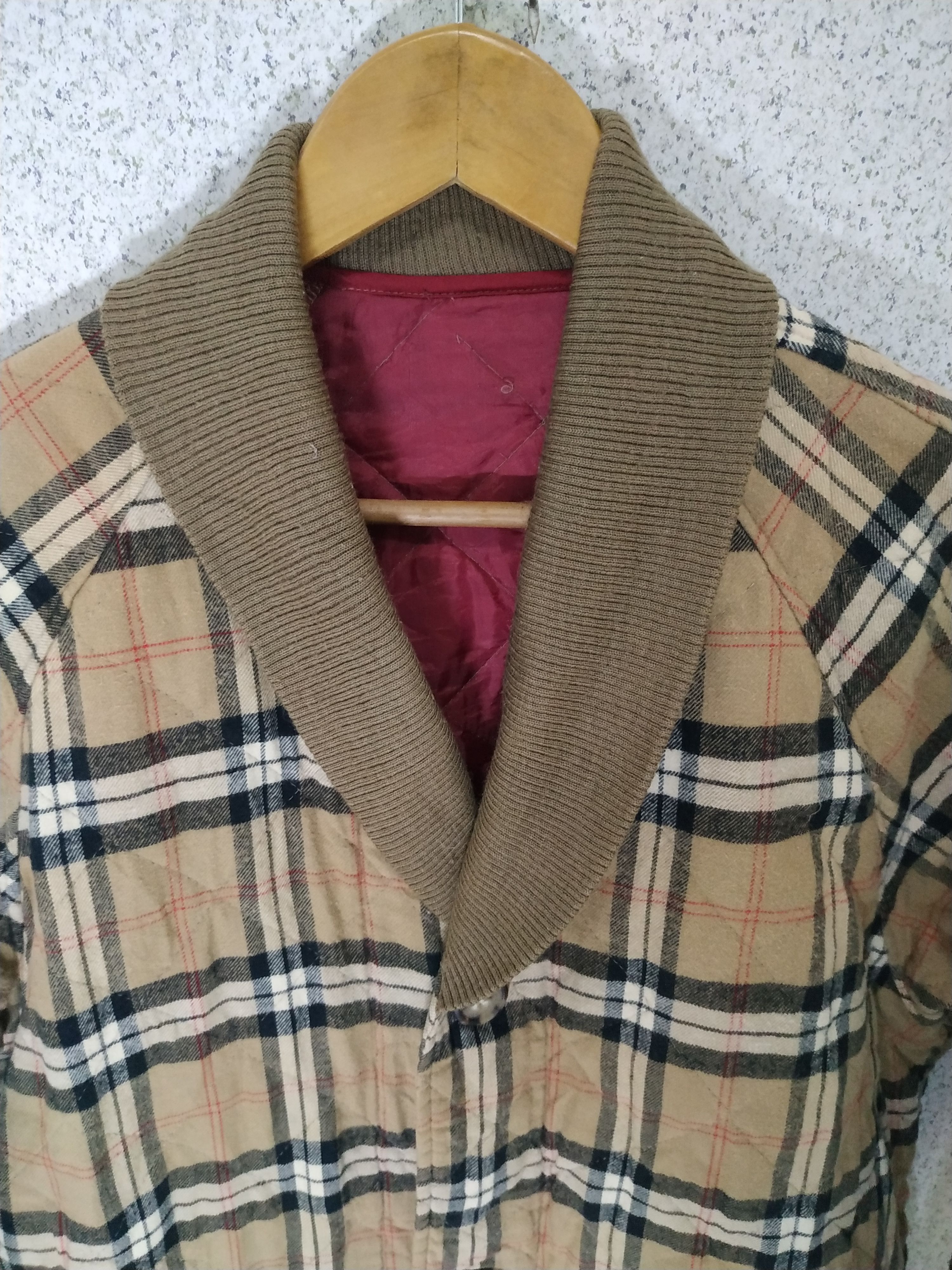 Vintage Vintage Checkered Quilted Shawl Collar Cardigan Size US L / EU 52-54 / 3 - 4 Thumbnail