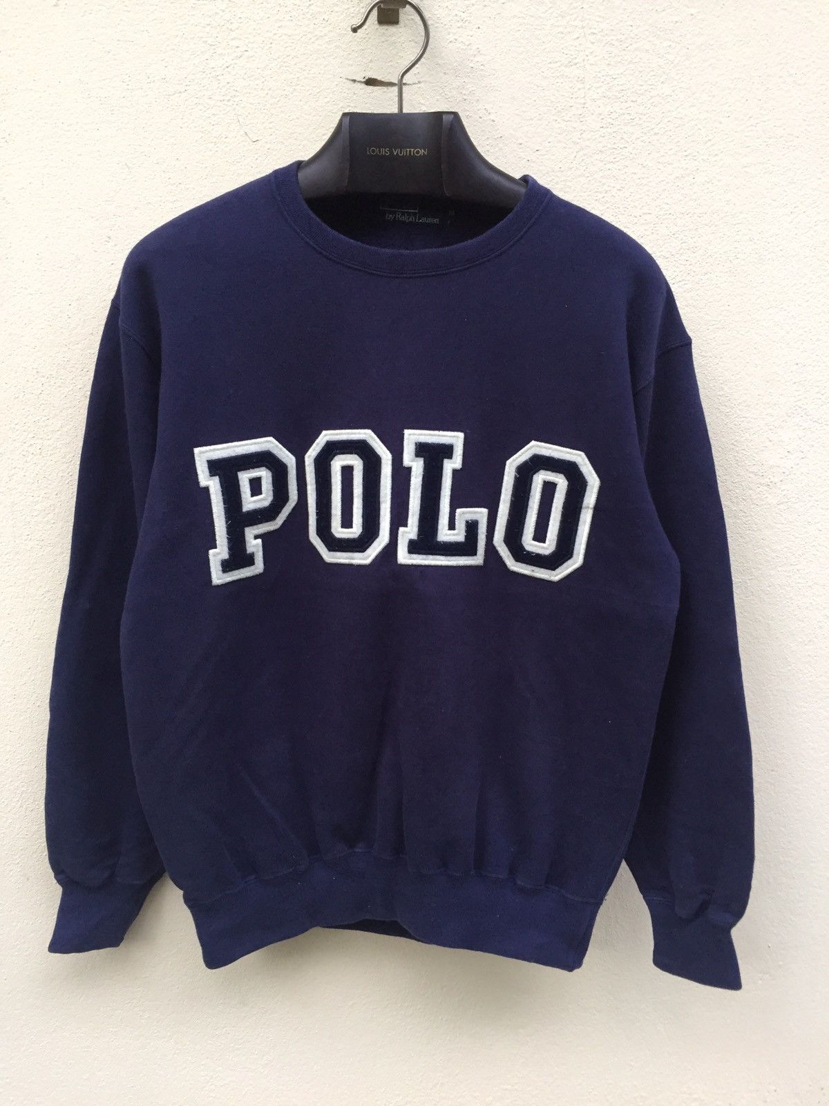 image of Polo Ralph Lauren Big Spellout Polo Sweatshirt in Blueblack, Men's (Size Medium)