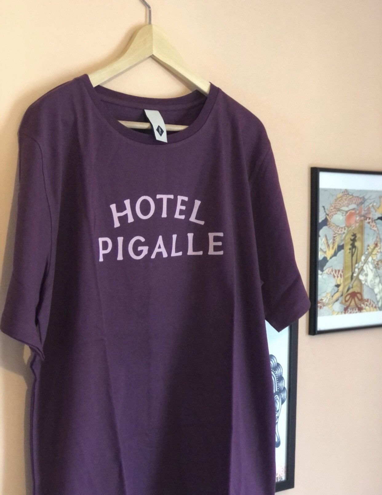 image of Hotel Pigalle Paris Bordeaux Souvenir Archive T-Shirt in Burgundy, Men's (Size Medium)