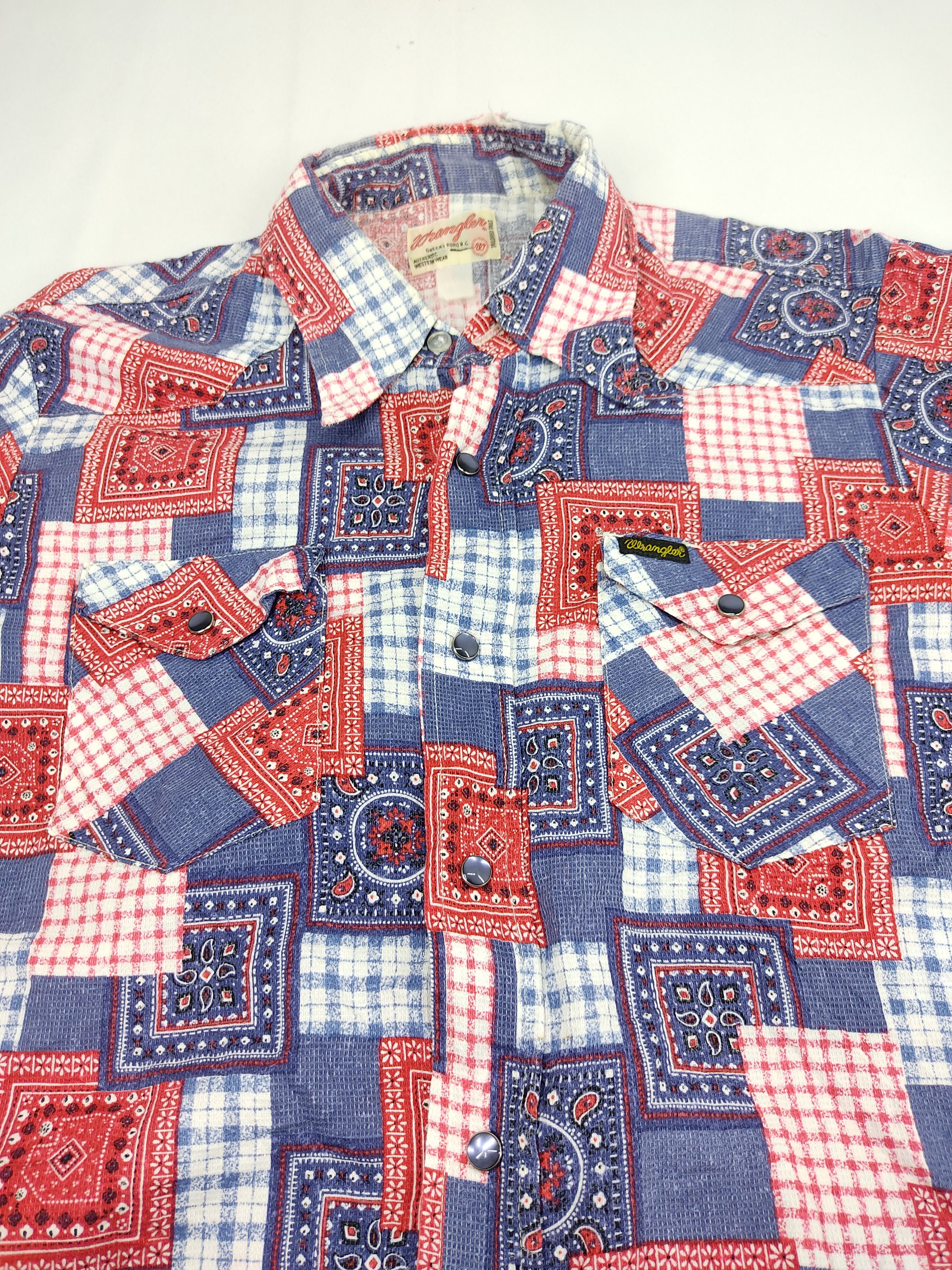 Vintage Wrangler Western Wear Classic Patchworks Art Style Shirt Size US L / EU 52-54 / 3 - 3 Thumbnail